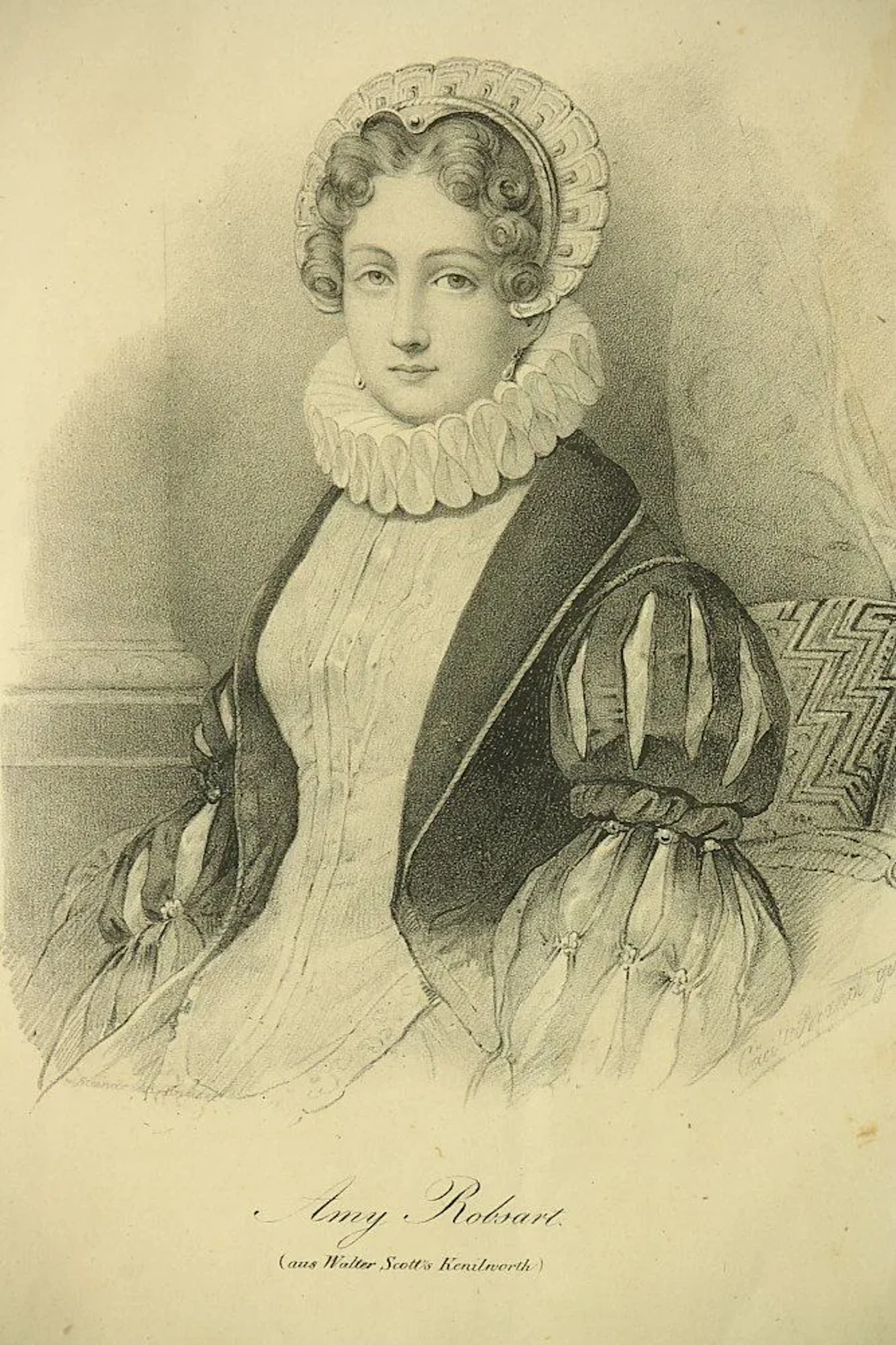 C. BRAND (1814–1852), Amy Robsart, Kenilworth, Lithography Cäcilie