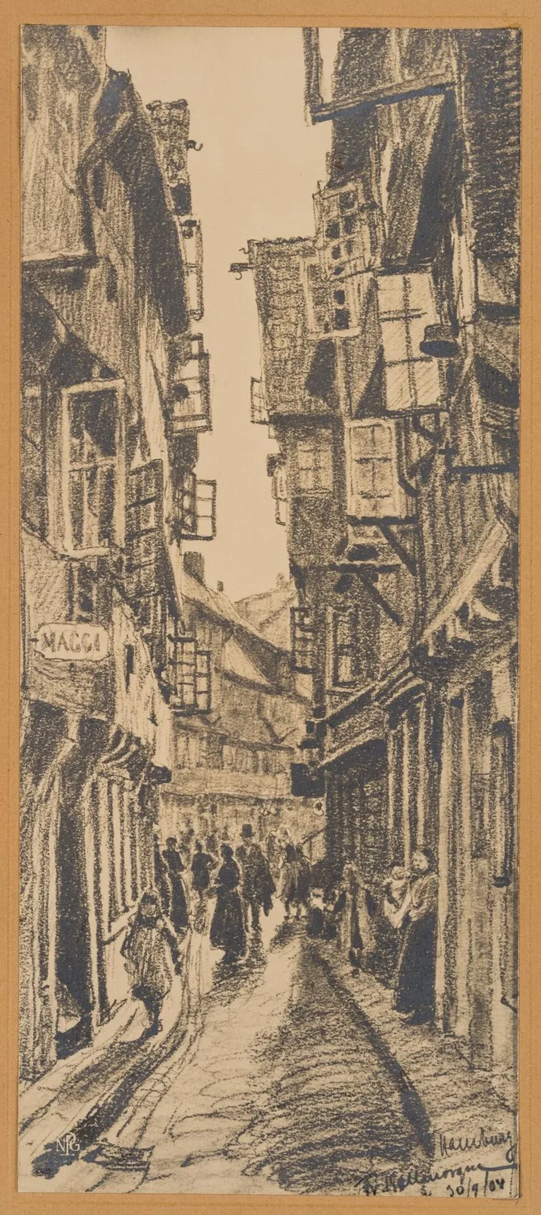 F. KALLMORGEN (*1856), Busy Street, Hamburg, 1904, Reproduction Friedrich