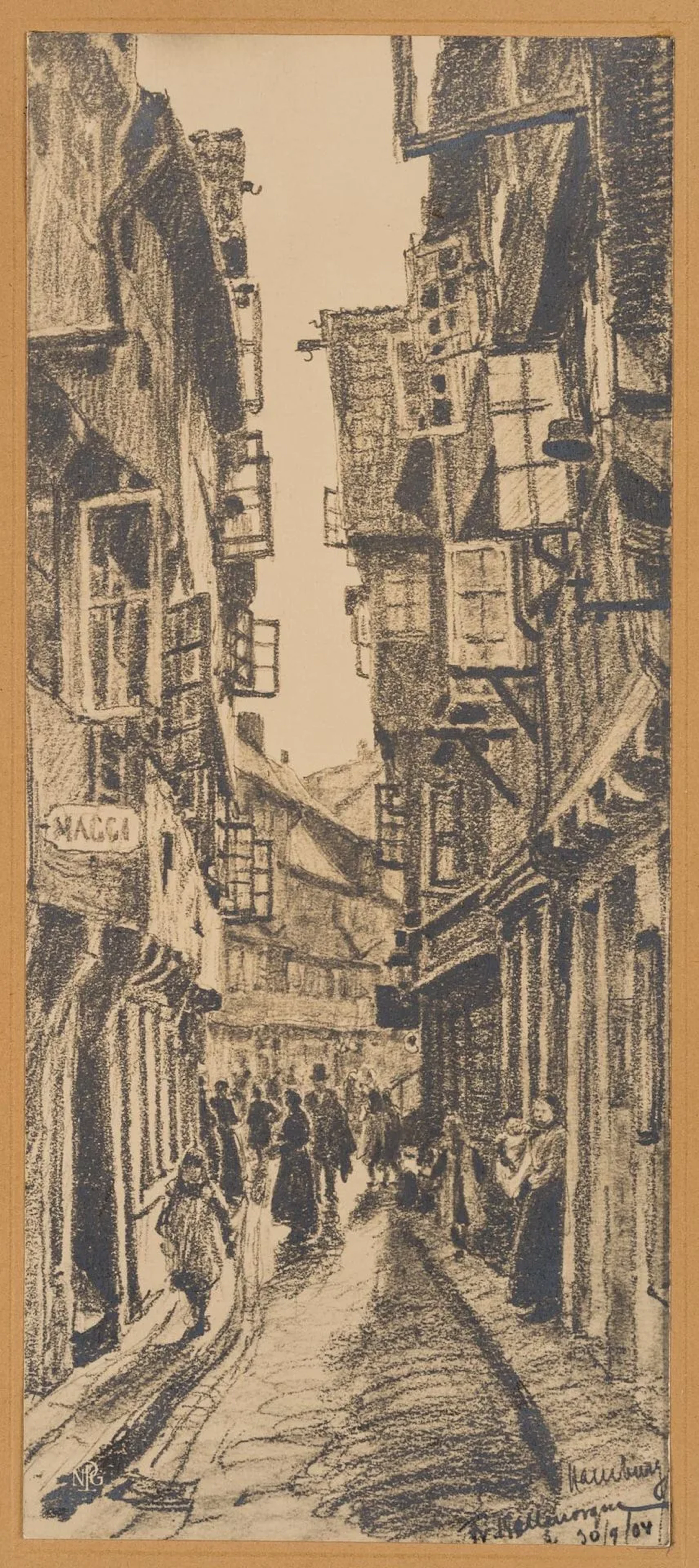 F. KALLMORGEN (*1856), Busy Street, Hamburg, 1904, Reproduction Friedrich