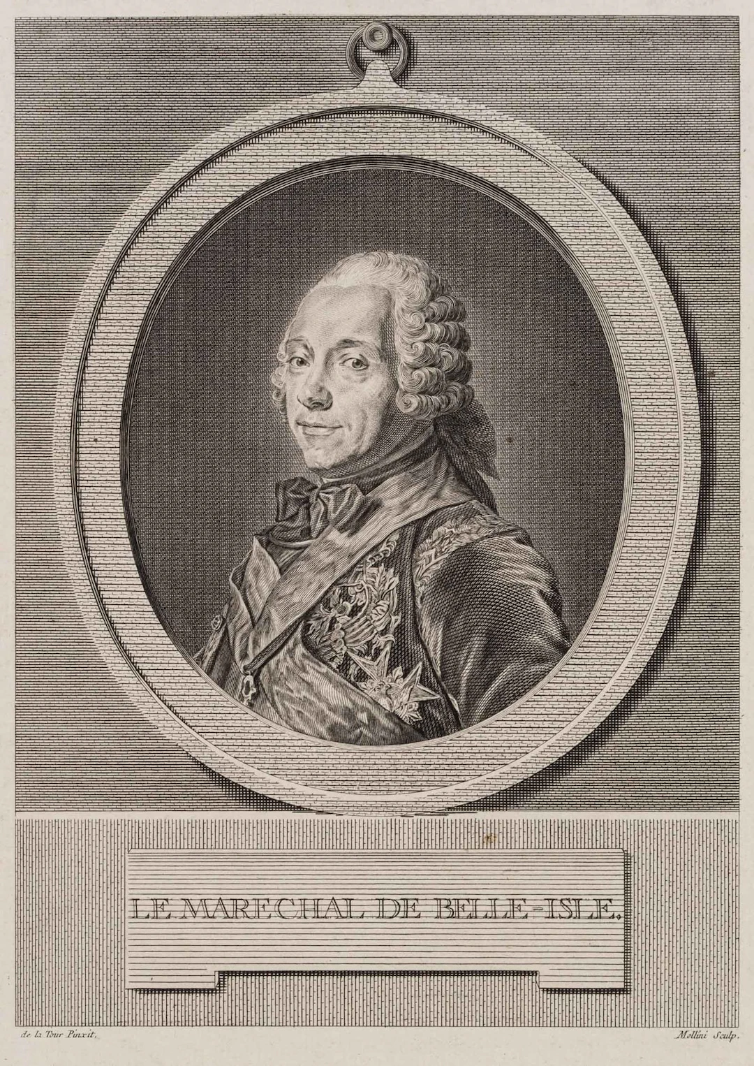 N. MELLINI (*1821) after TOUR (*1704), Portrait of Charles de Belle-Isle