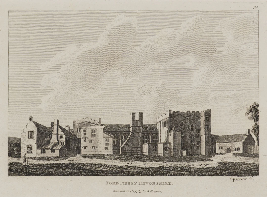 SPARROW (18th), Ford Abbey, Devonshire, 1783, Etching Sparrow (18th