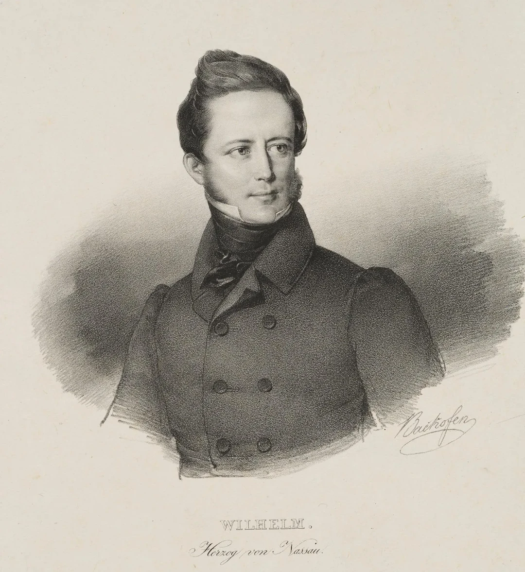 F. BACKOFEN (1806-1881), William I of Nassau, around 1825, Lithography