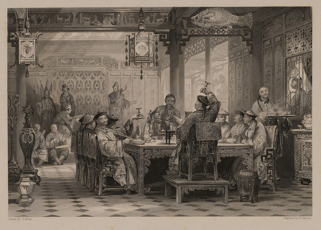 G. PATERSON (*1845) after ALLOM (*1804), Chinese banquet at the palace