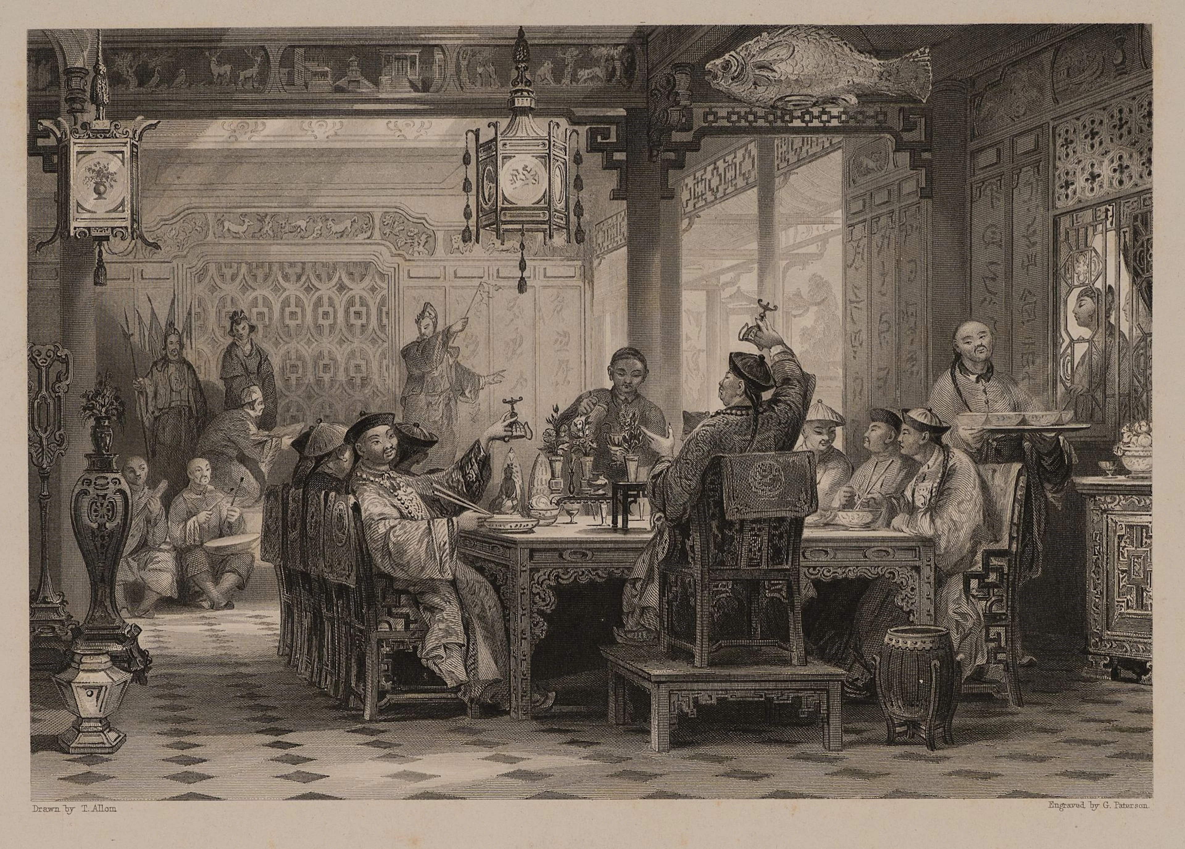 G. PATERSON (*1845) after ALLOM (*1804), Chinese banquet at the palace