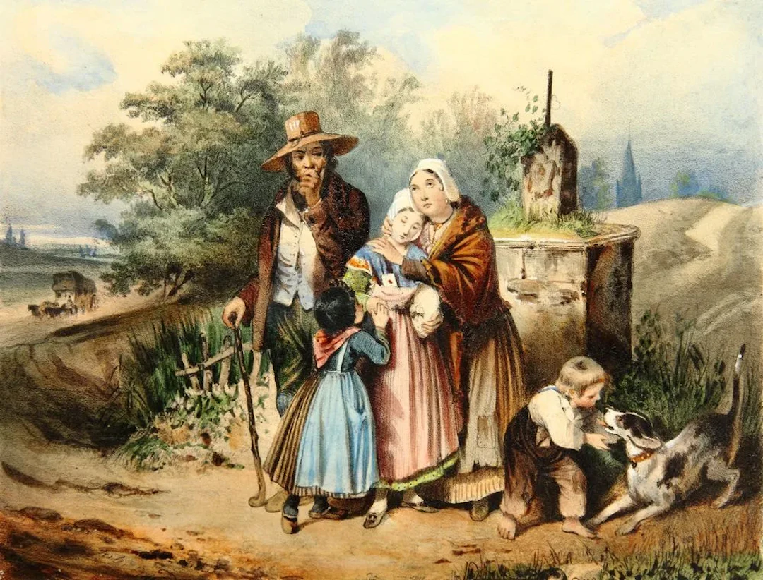 J. DAVID (1808–1892), The Journey to the City, Genre, Lithograph Jules
