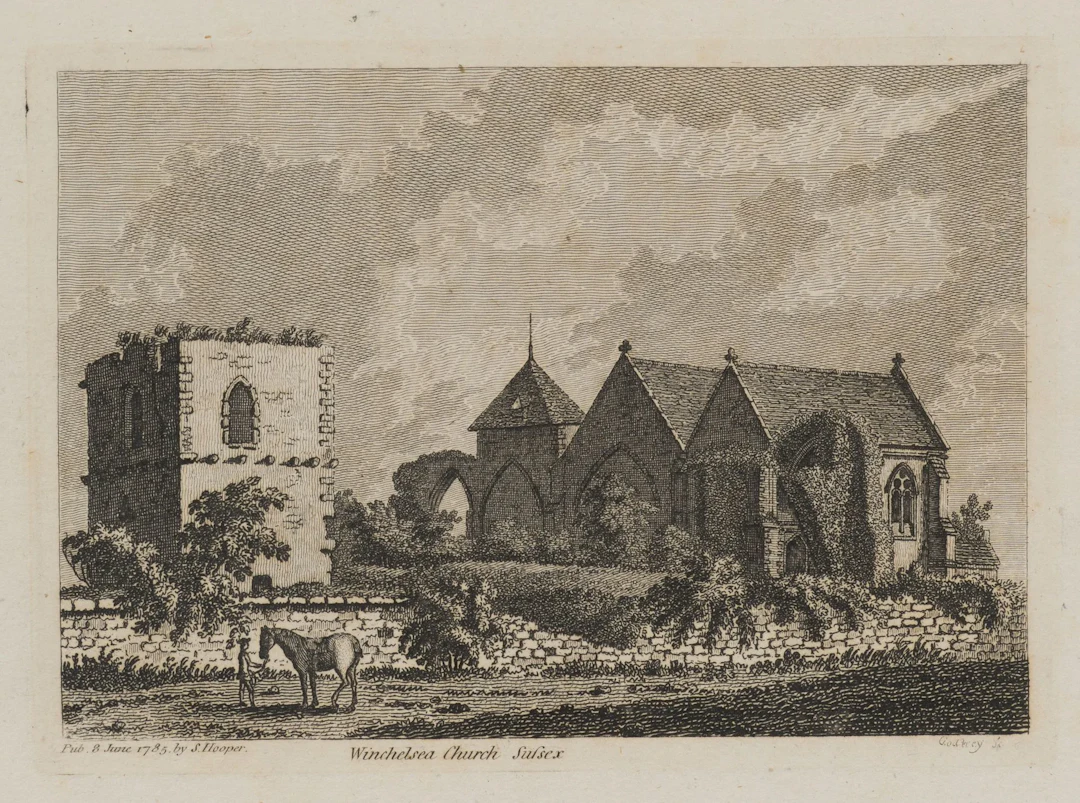 R. GODFREY (*1728), Winchelsea Church, Sussex, 1785, Etching Richard
