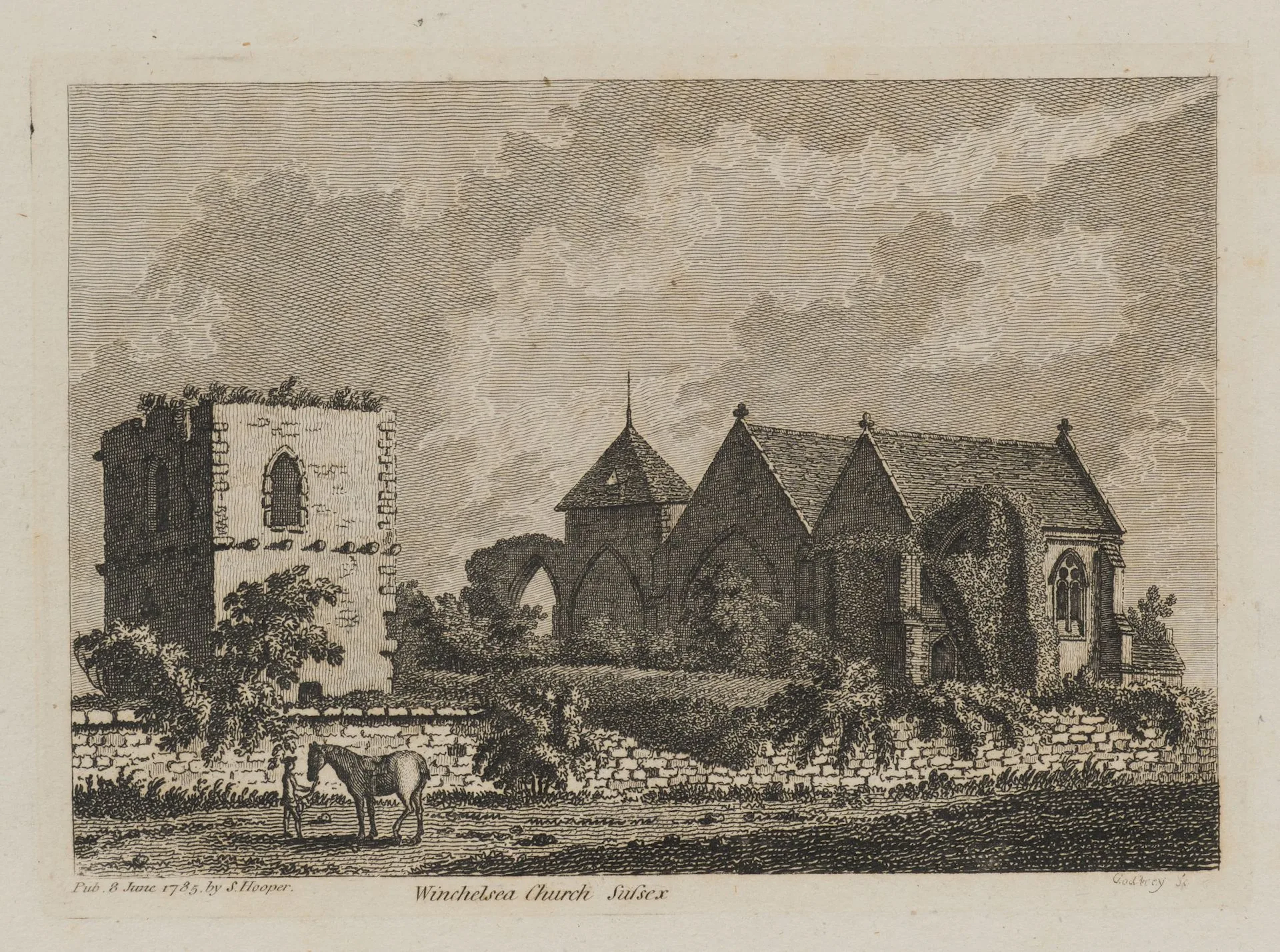 R. GODFREY (*1728), Winchelsea Church, Sussex, 1785, Etching Richard