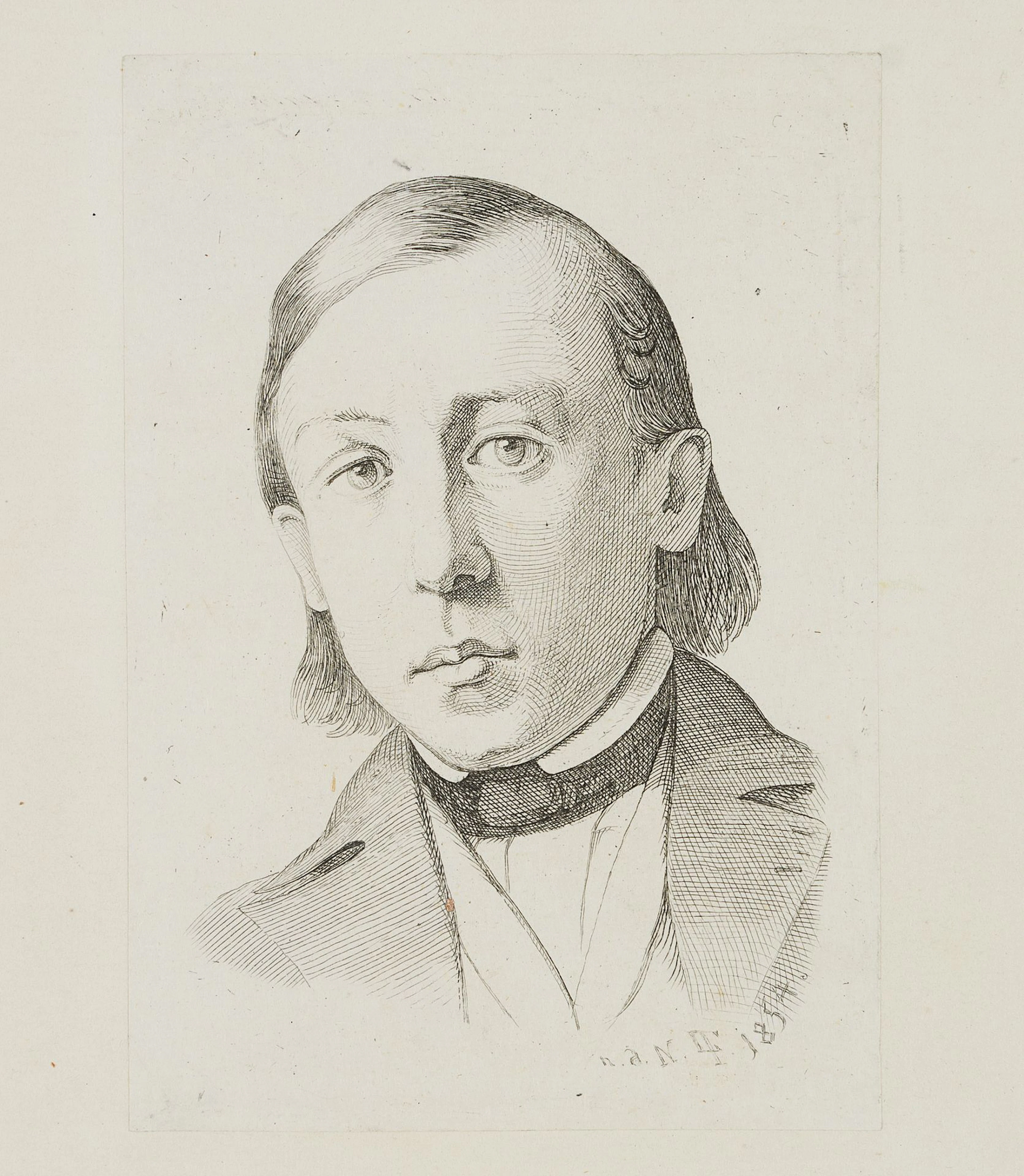 L. FRIEDRICH (*1827), Hermann Thaeter, the chemist, 1854, etching