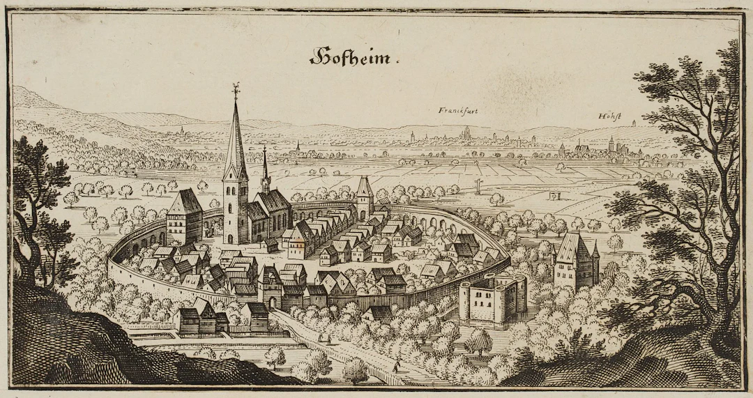 M. MERIAN (1593-1650), Hofheim am Taunus, 1646, Etching Matthäus Merian