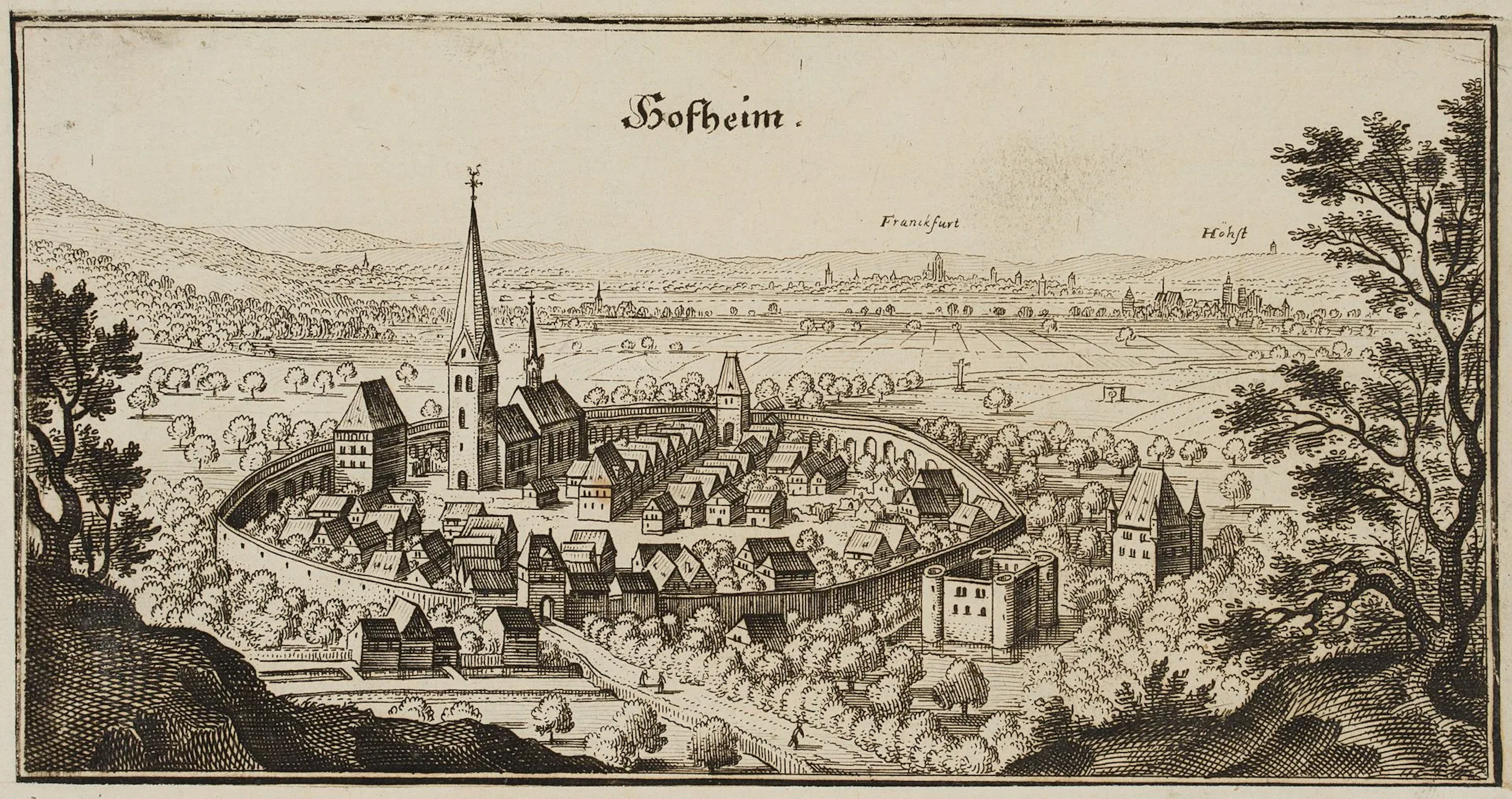 M. MERIAN (1593-1650), Hofheim am Taunus, 1646, Etching Matthäus Merian
