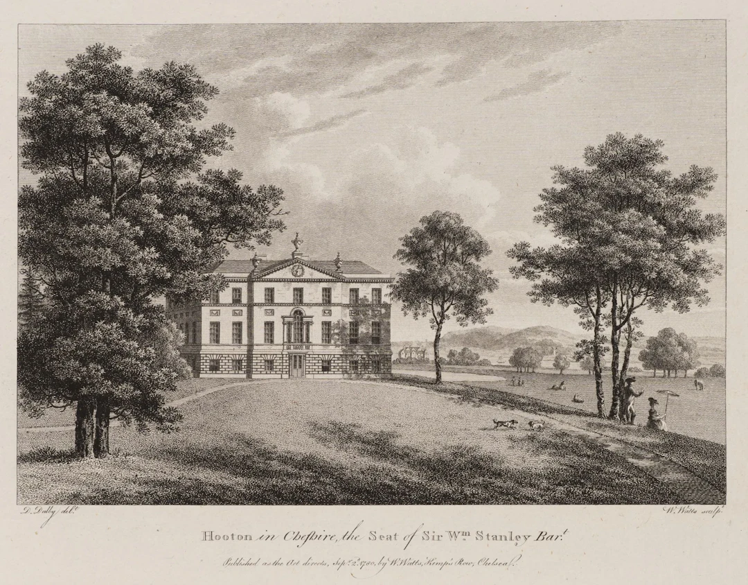 W. WATTS (*1752) after DALBY (*1794), Hooton in Cheshire, 1780, Etching