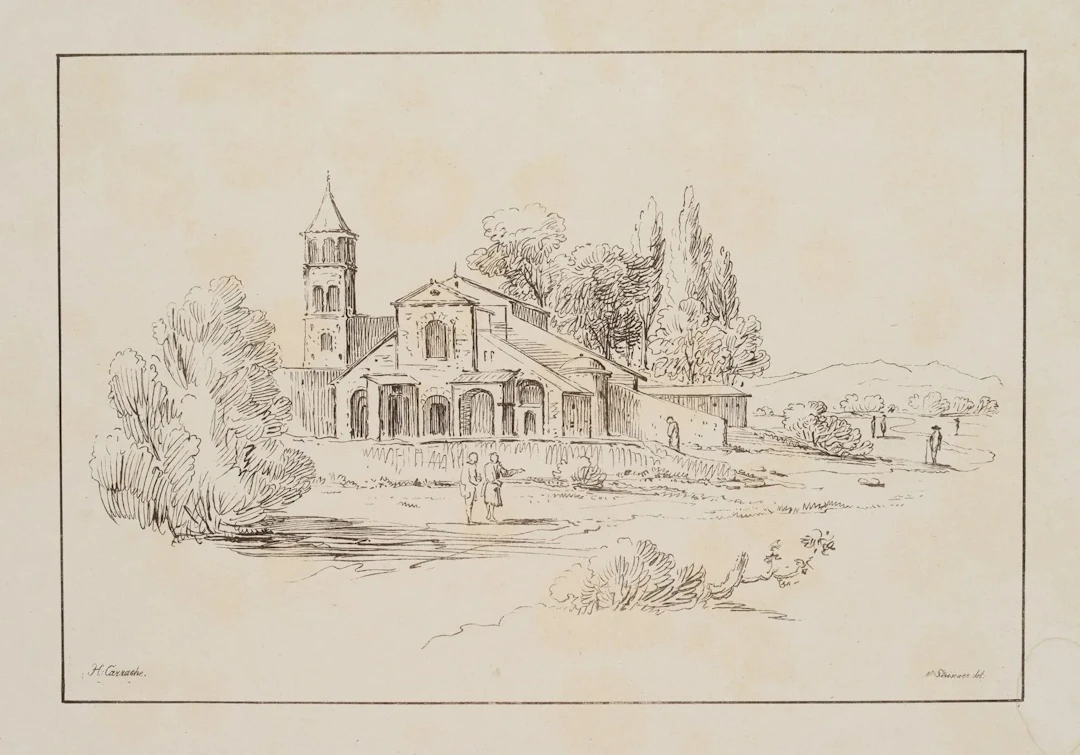 J. STRIXNER (*1782) after CARRACCI (*1560), Church in Italy, ca. 1811