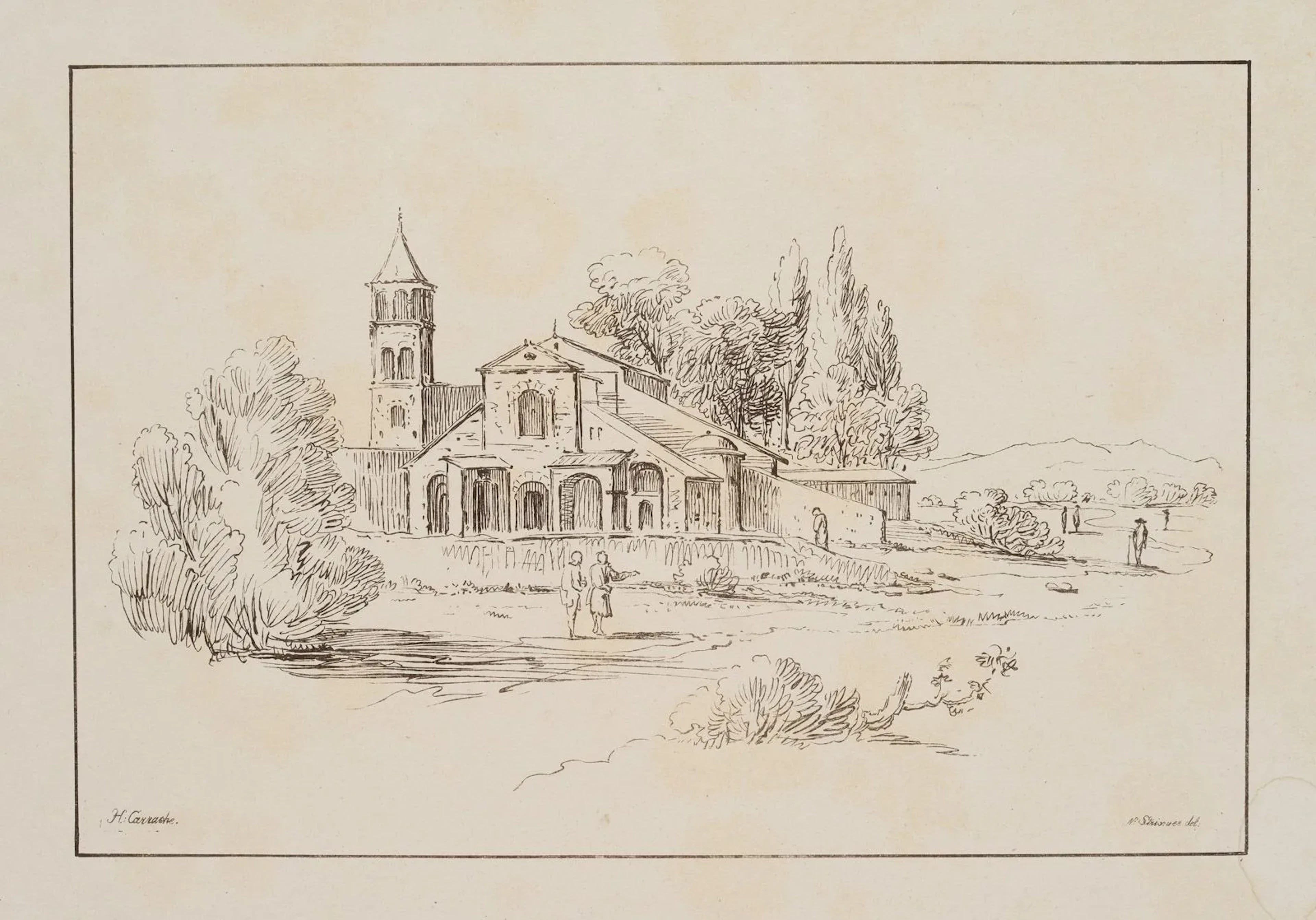J. STRIXNER (*1782) after CARRACCI (*1560), Church in Italy, ca. 1811