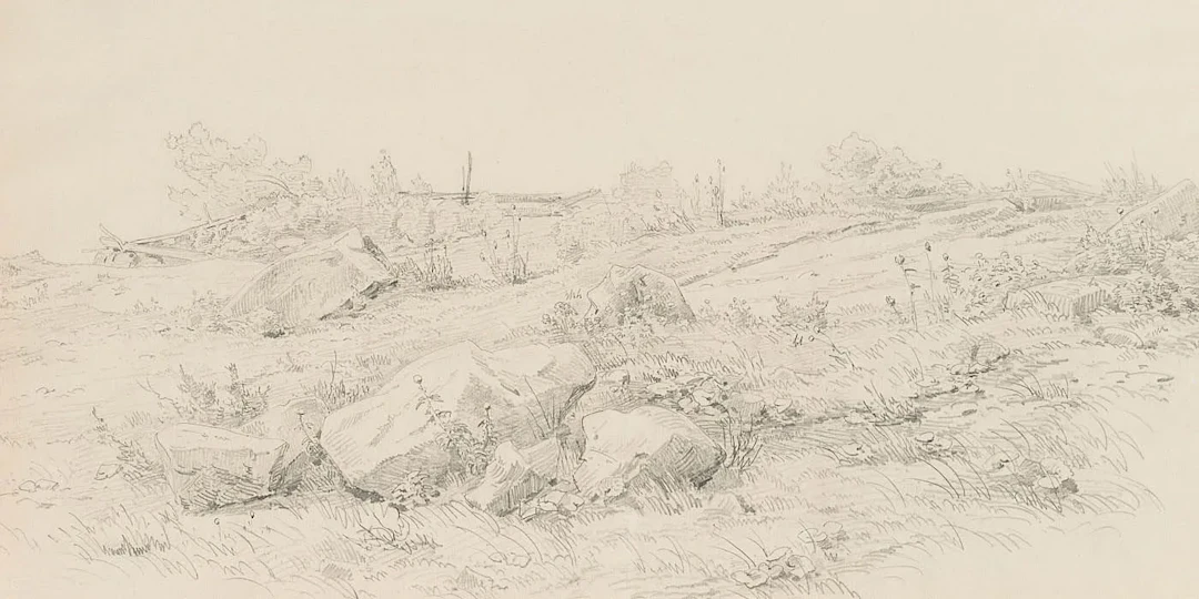 J. BECKMANN (1809–1882), landscape, pencil Johann Beckmann (1809–1882):
