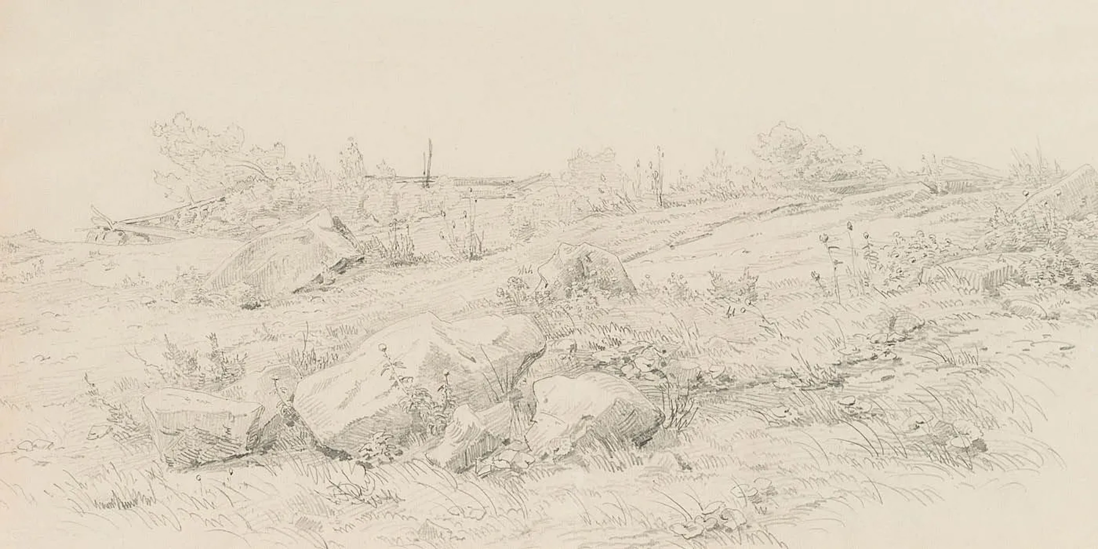 J. BECKMANN (1809–1882), landscape, pencil Johann Beckmann (1809–1882):