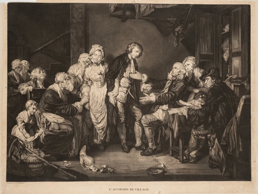 After GREUZE (*1725), *L'Accordé de Village*, *Vernis Mou* After Jean-Baptiste