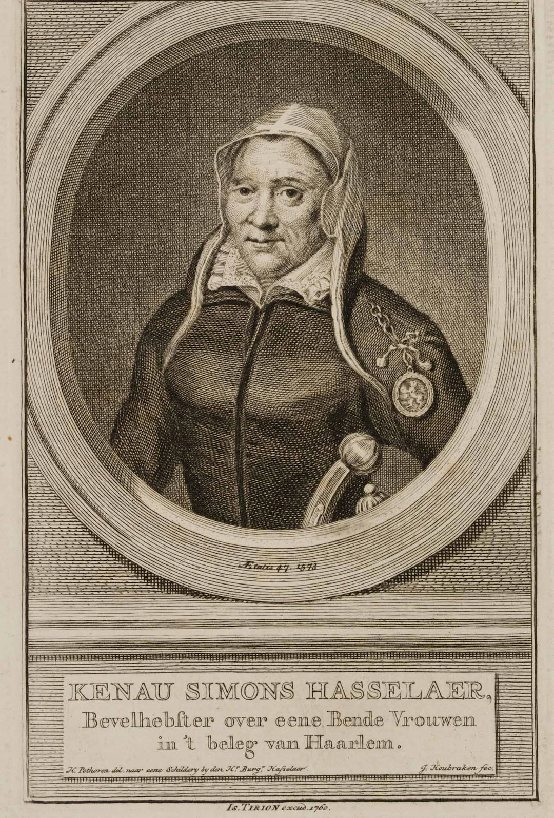 K. POTHOVEN (18th), Kenau, daughter of Simon Hasselaer, 1760, copper