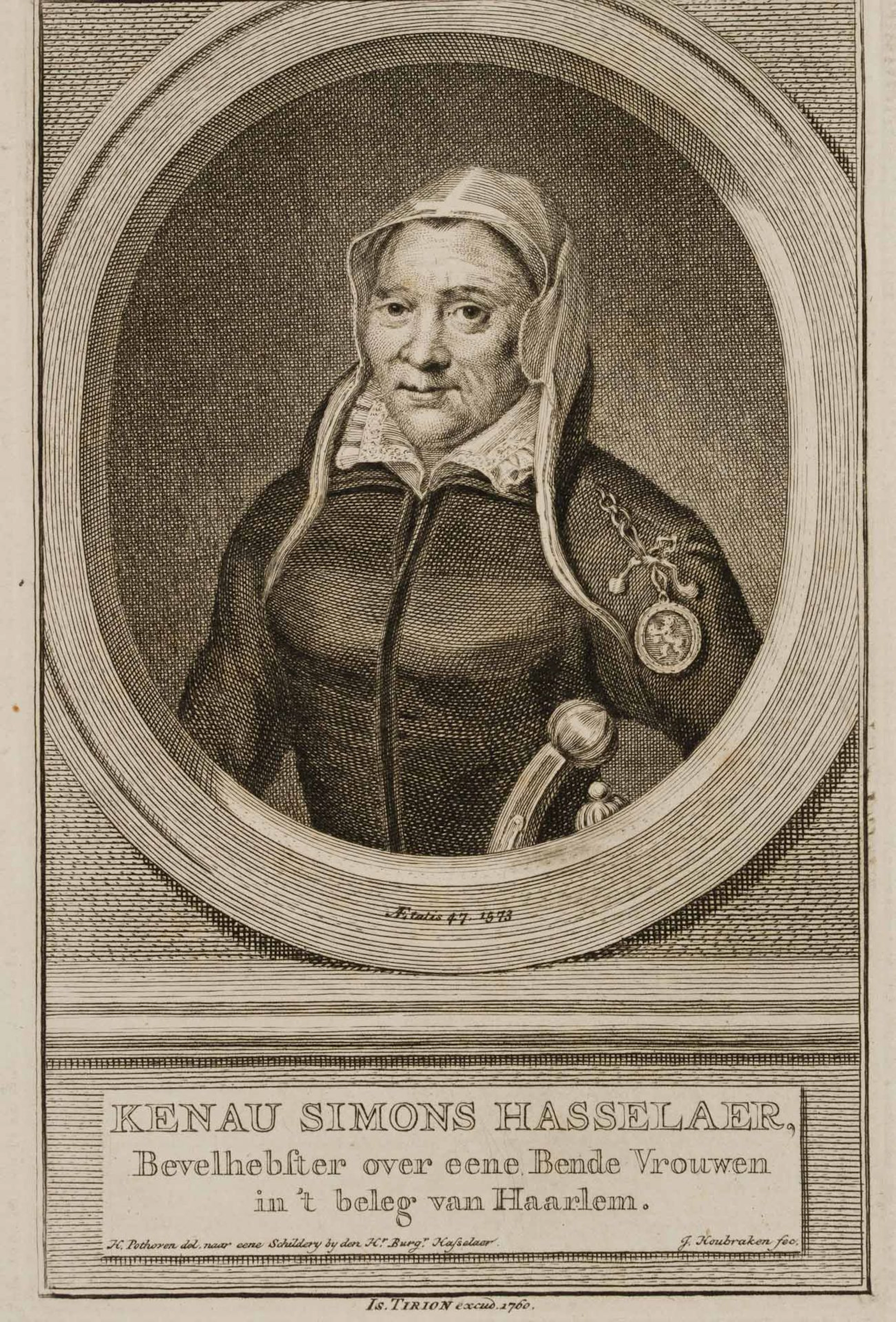 K. POTHOVEN (18th), Kenau, daughter of Simon Hasselaer, 1760, copper