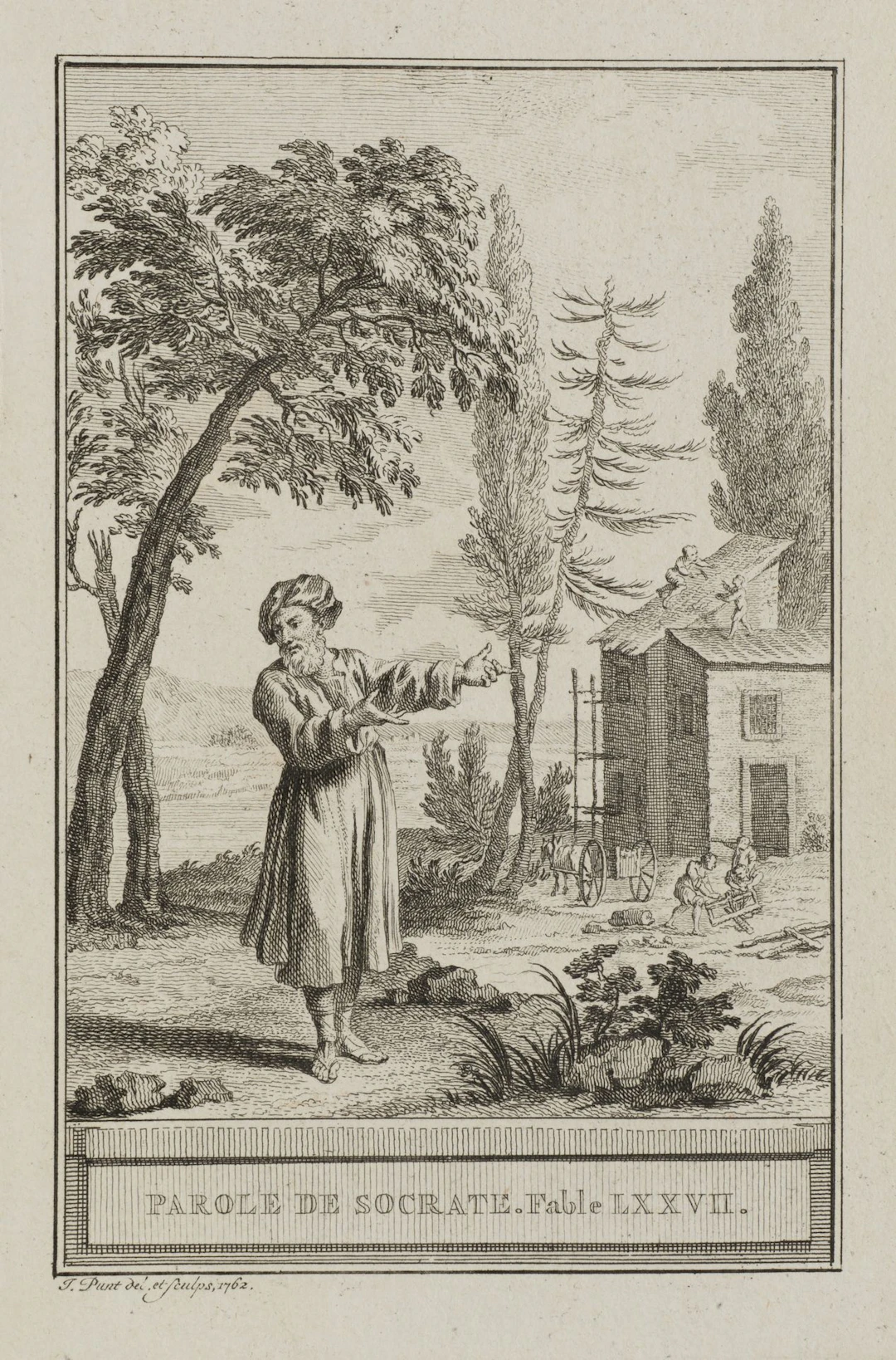 J. PUNT (1711–1779), A Quote from Socrates, 1762, Etching Jan Punt