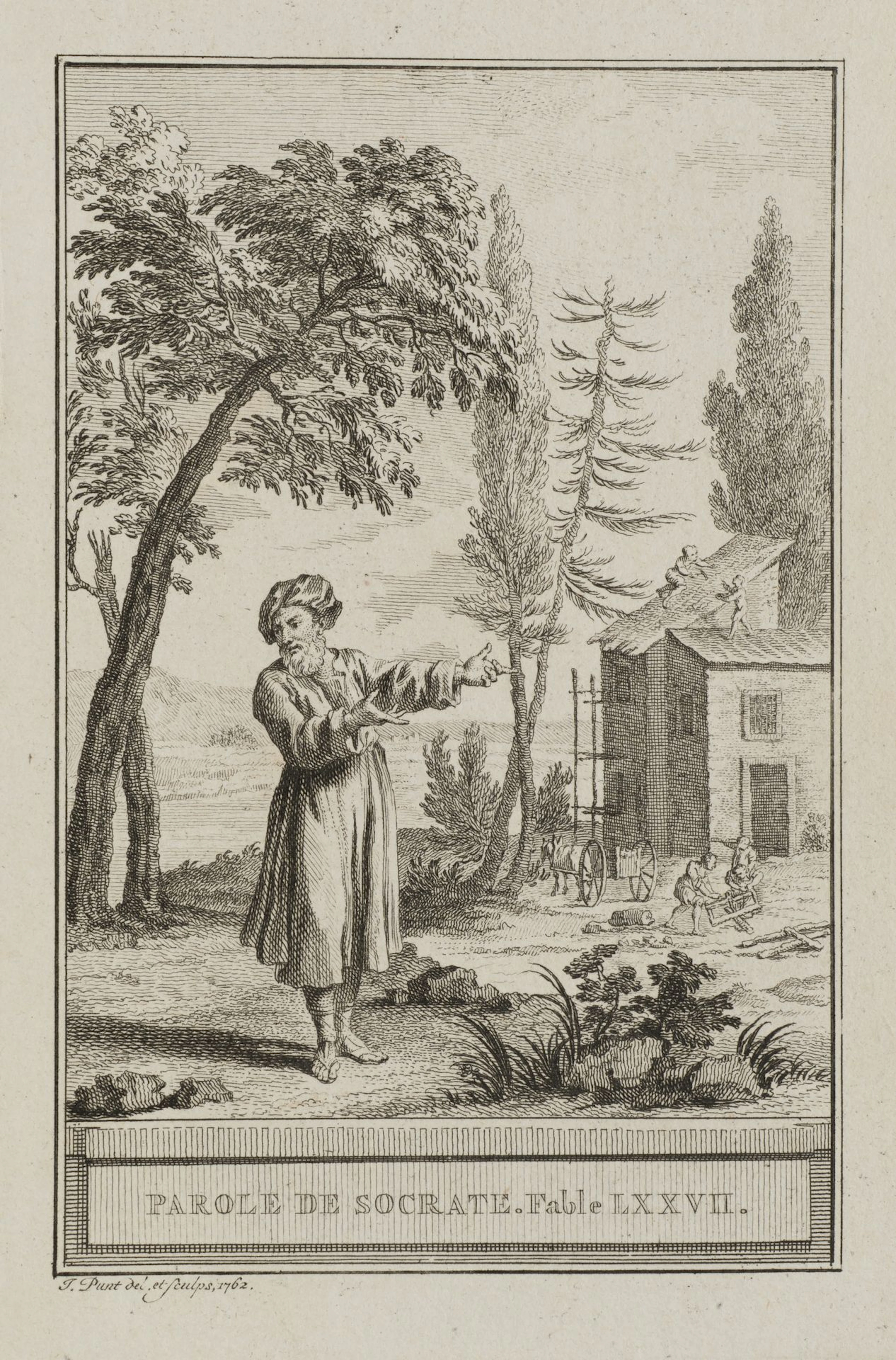 J. PUNT (1711–1779), A Quote from Socrates, 1762, Etching Jan Punt