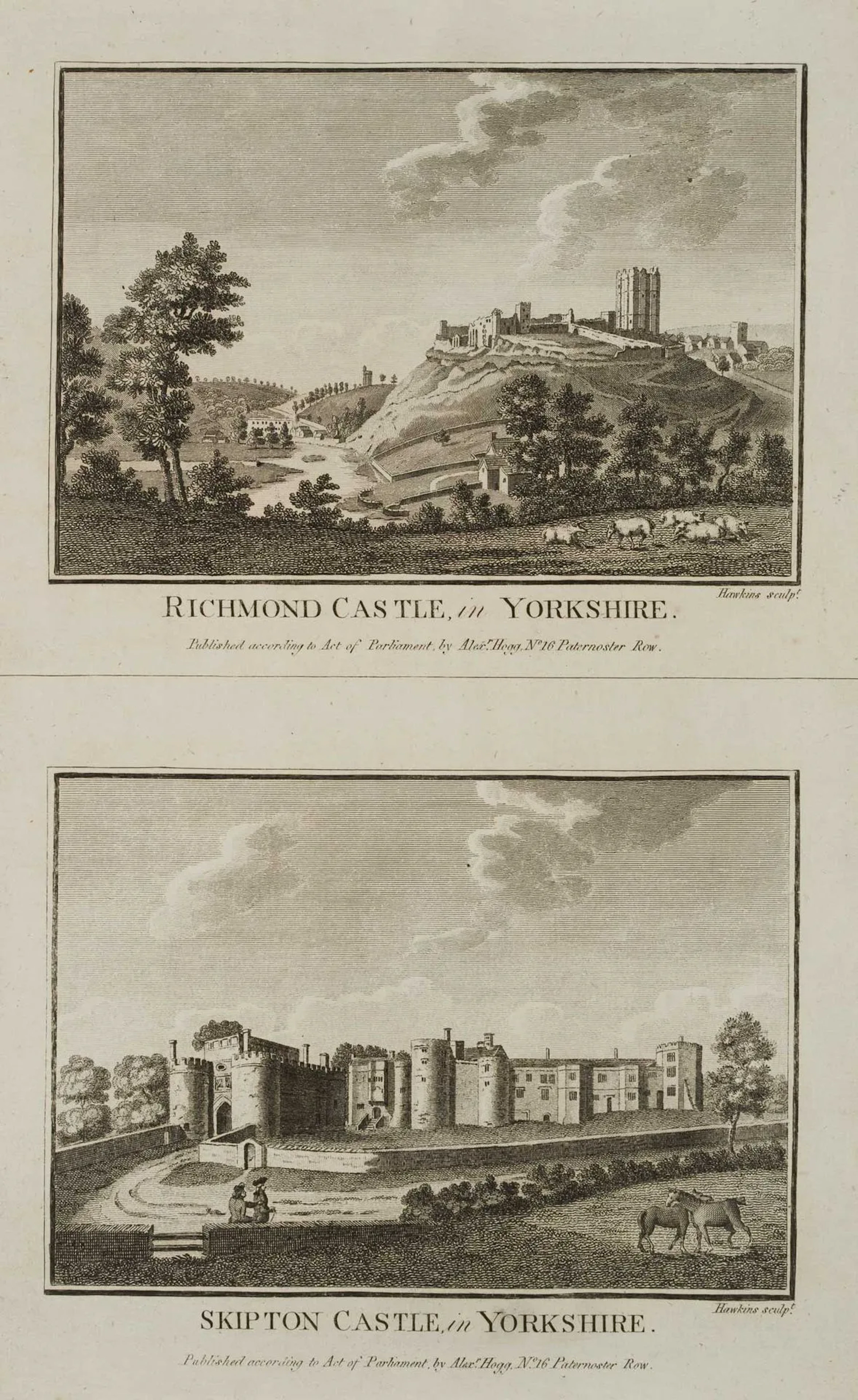 HAWKINS (18th), Richmond Castle, in Yorkshire, E... | Lithographs: bids