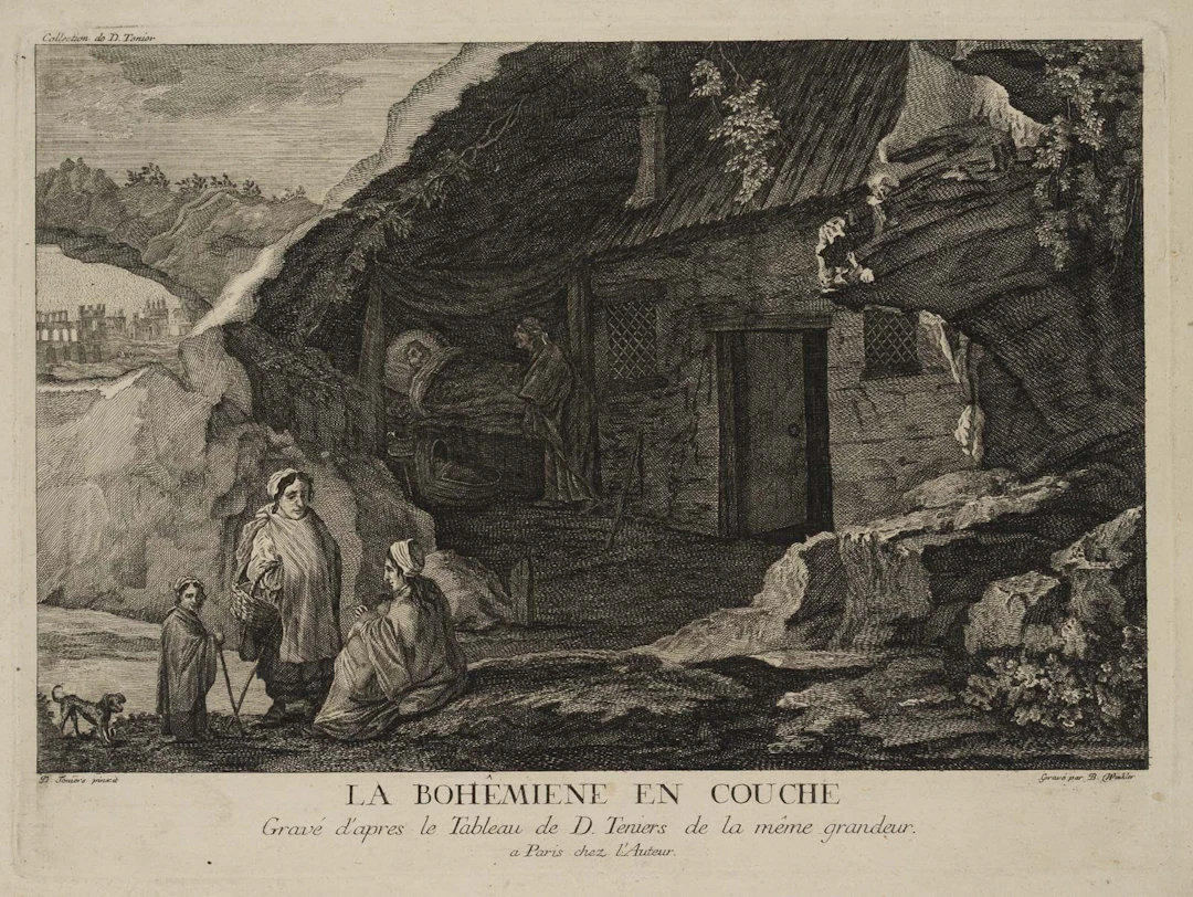 B. WINKLER (*1727) after TENIERS (*1610), *La Bohêmiene in bed*, etching