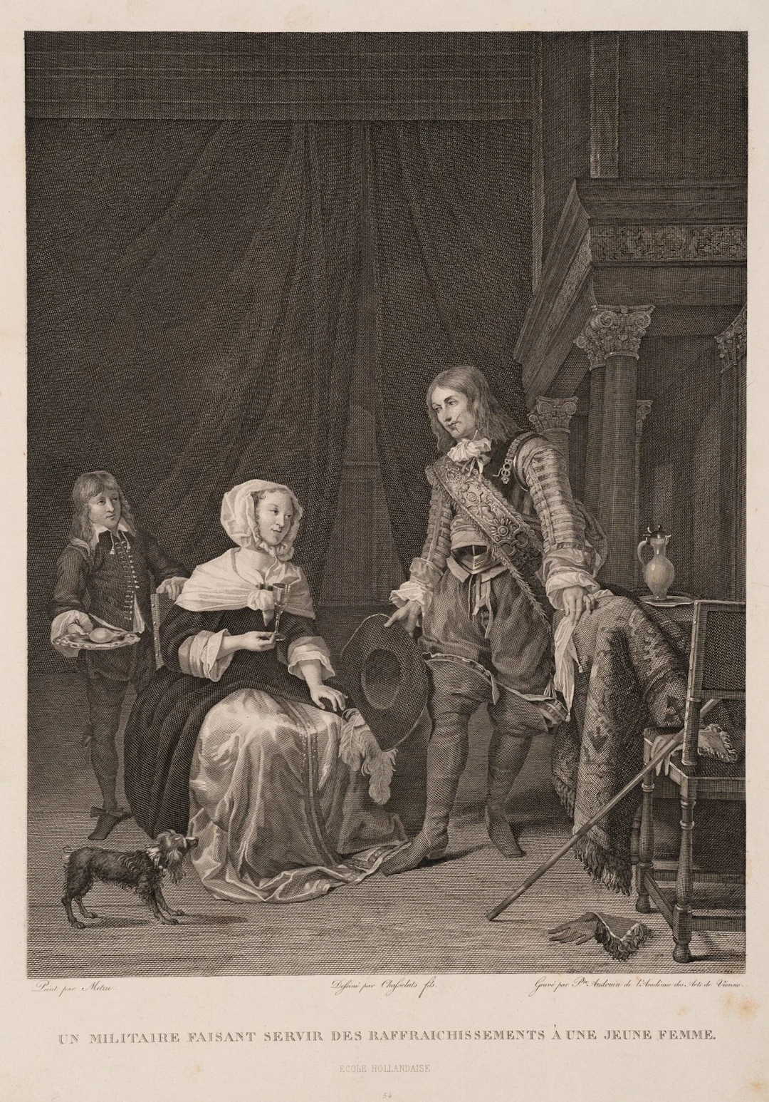 P. AUDOUIN (*1768) after METSU (*1629), Interior scene featuring a