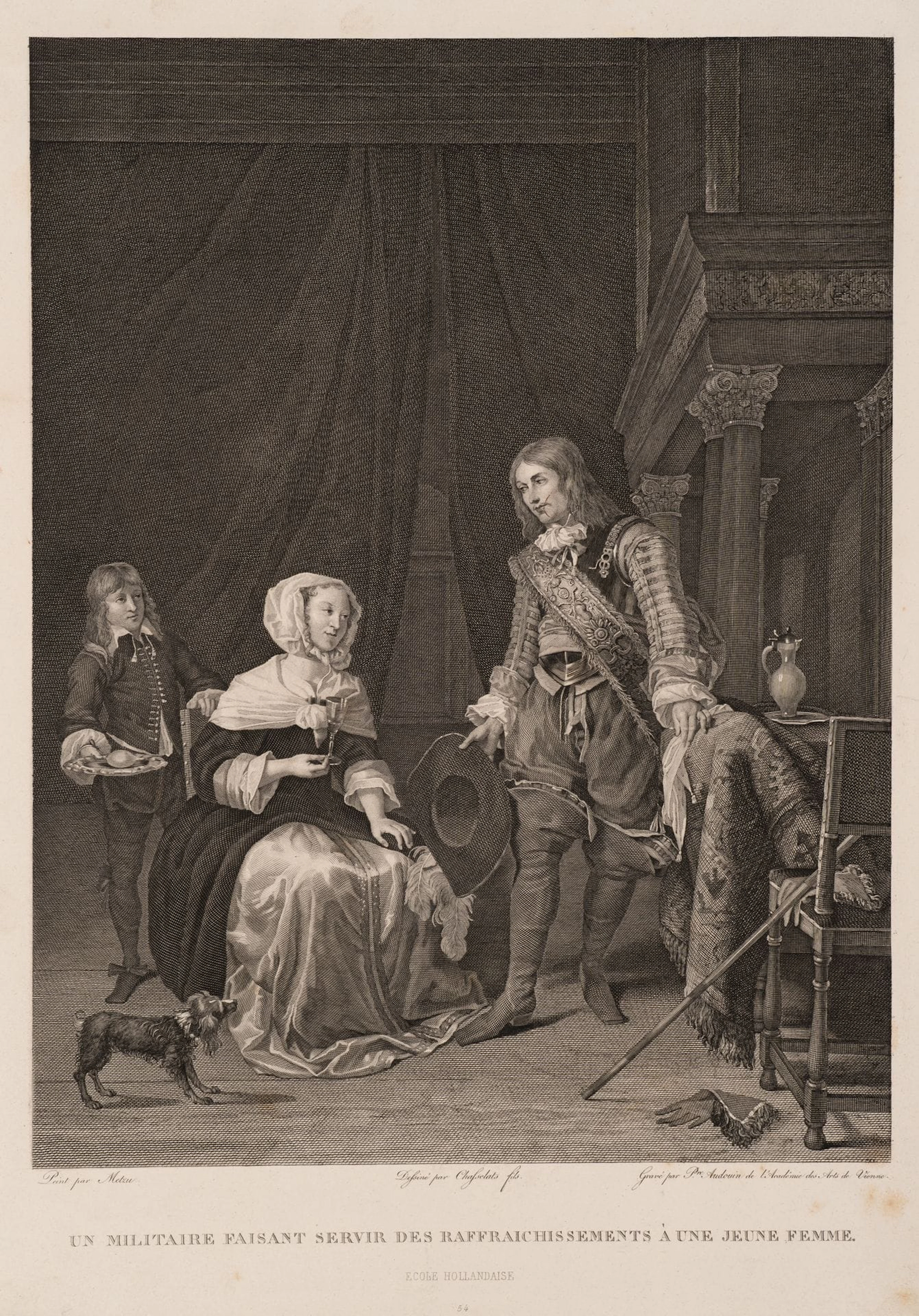 P. AUDOUIN (*1768) after METSU (*1629), Interior scene featuring a