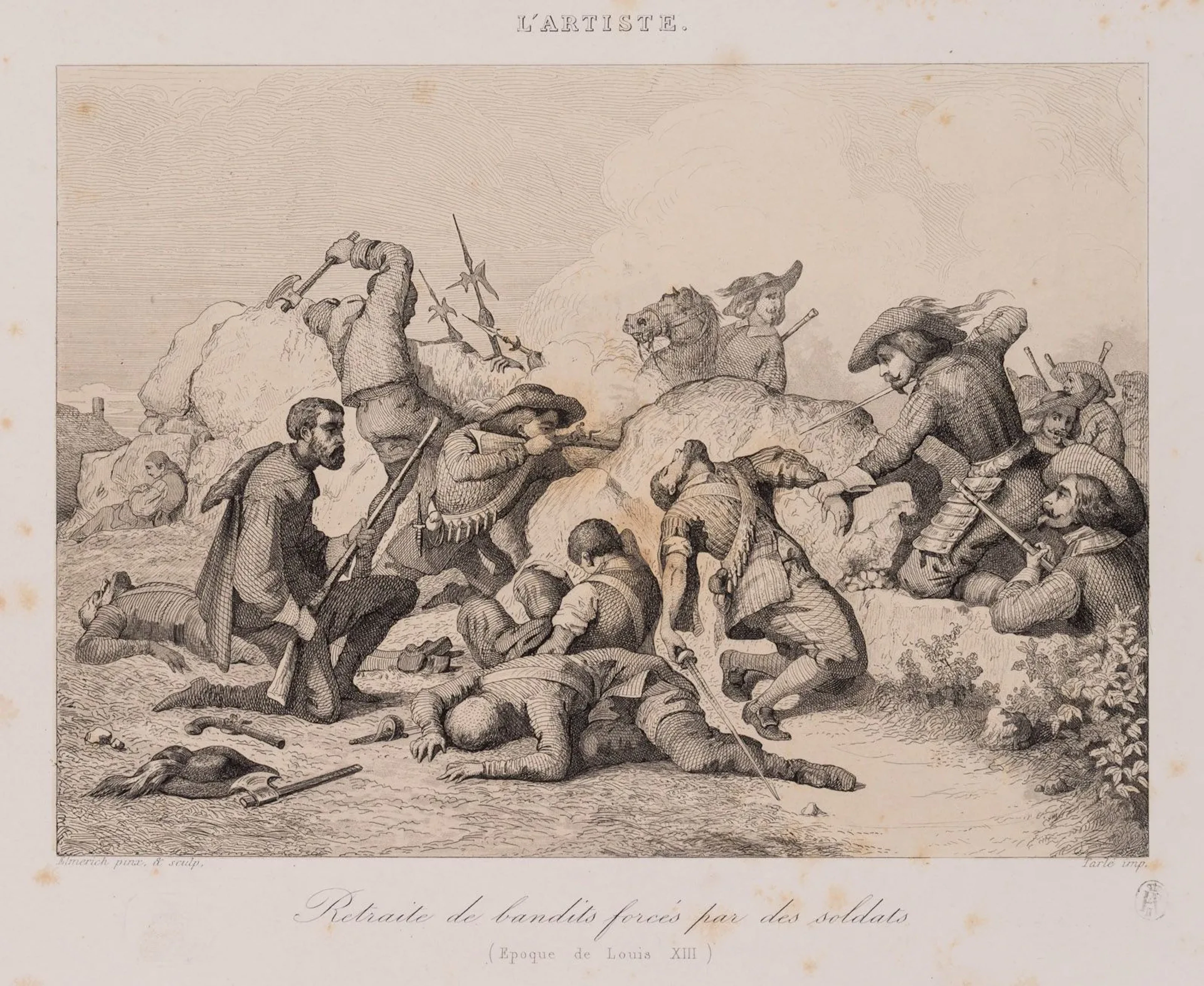 C. ELMERICH (1813–1889), Bandits and Soldiers of Louis XIII, Etching