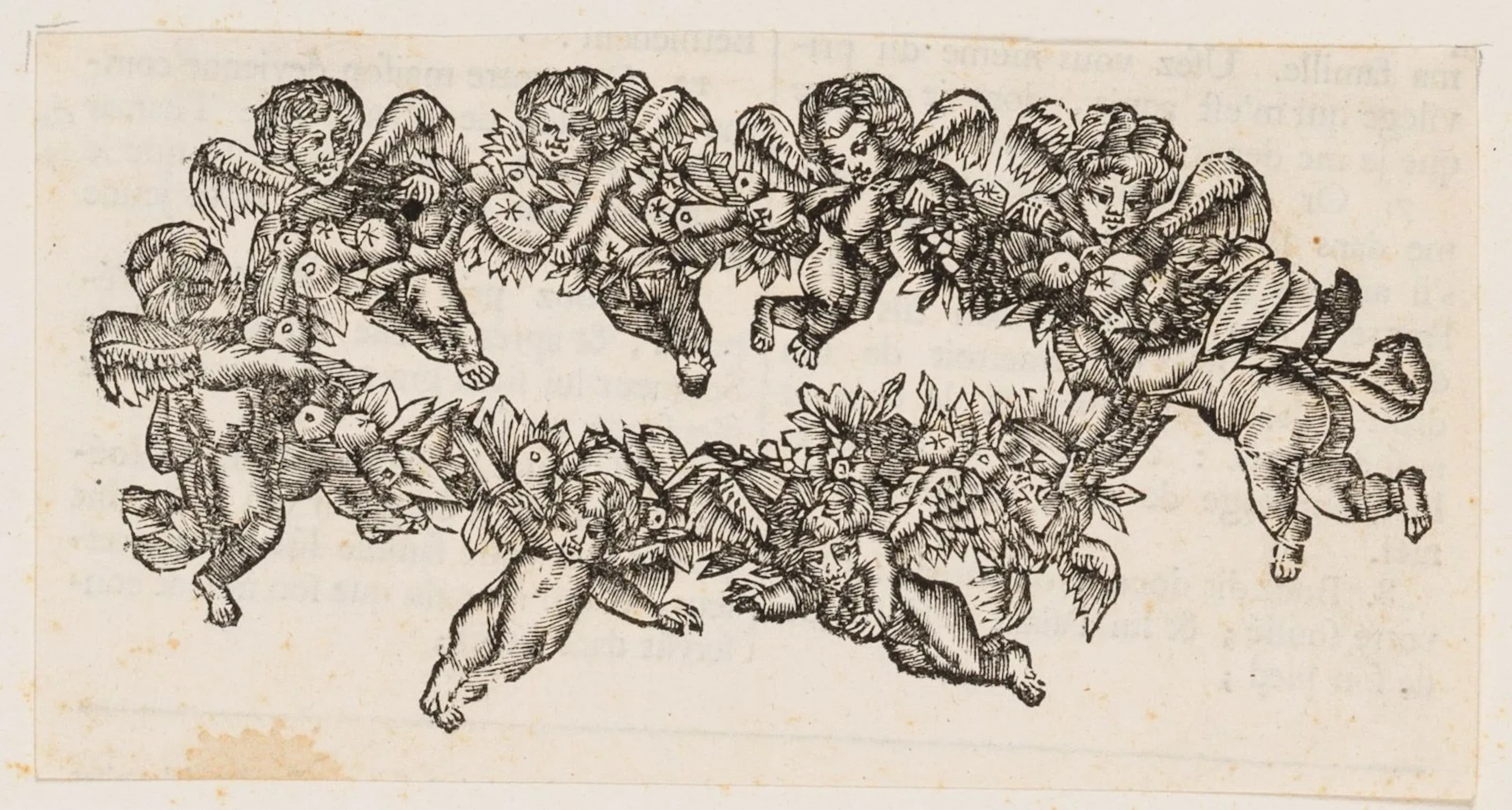 Unknown (18th century), Baroque book ornamentation. Fruit and angels
