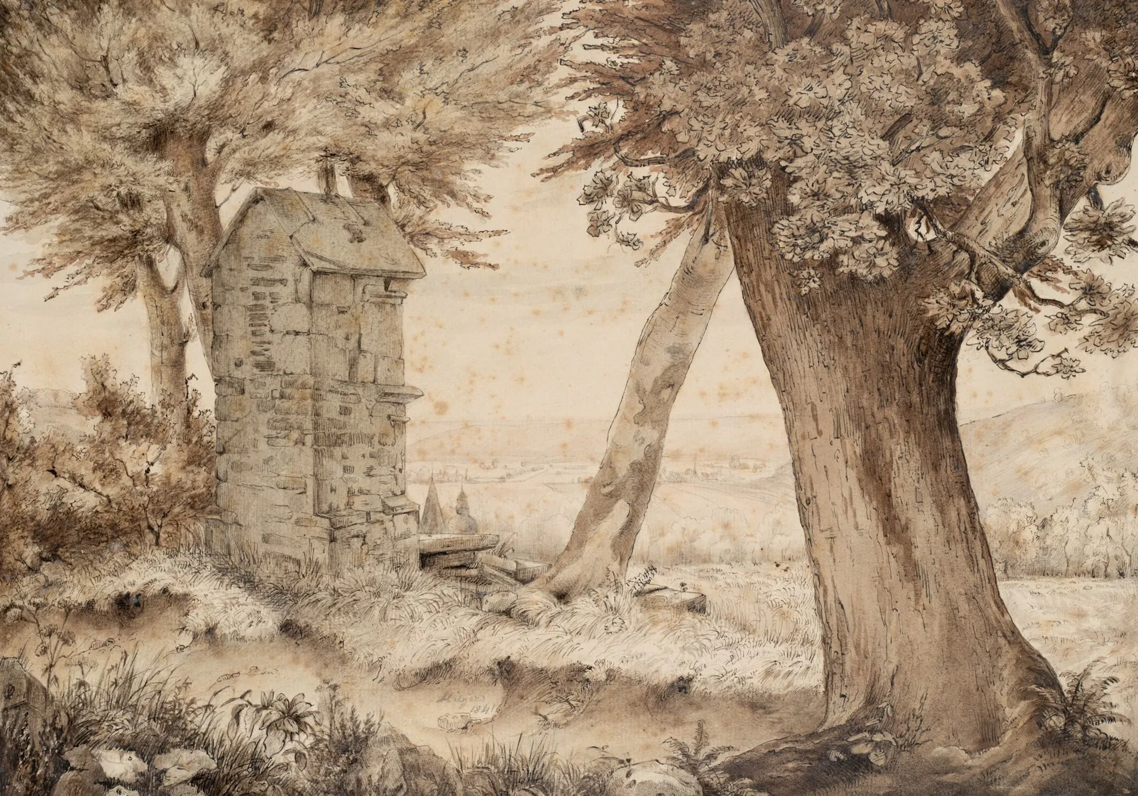 C. HILGERS (1818–1890), A View of a Town in the Valley, around 1840