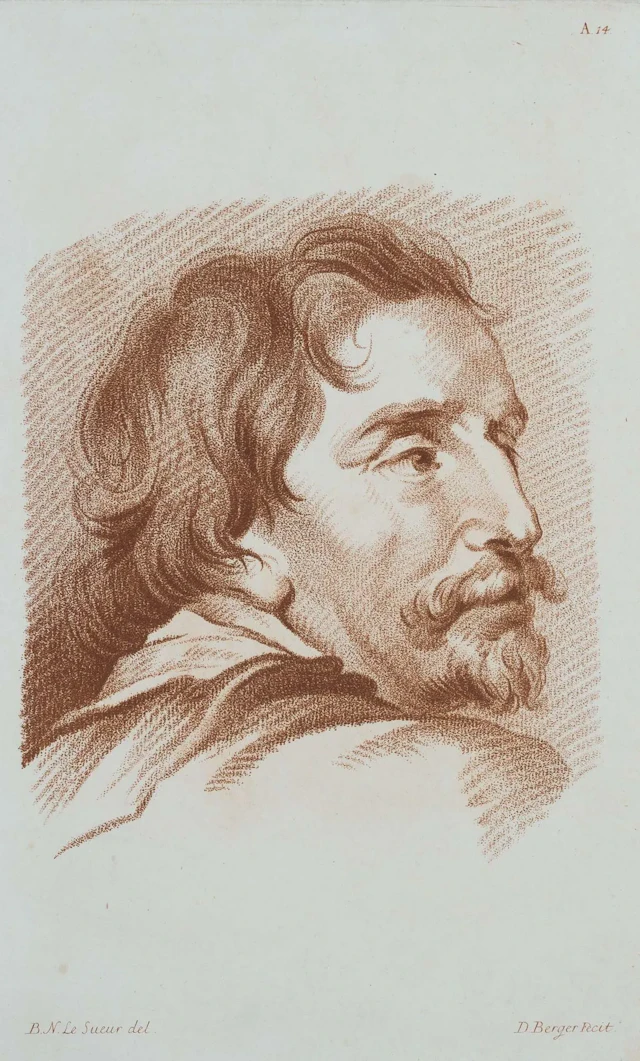 D. BERGER (*1744) after SUEUR (*1691), Study of a Man’s Head in Profile