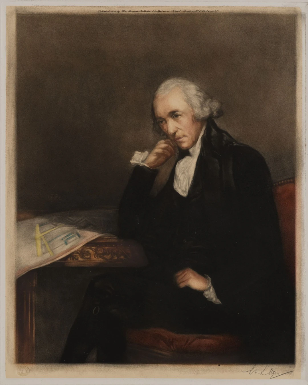 After BREDA (*1759), Portrait of James Watt, 1922, Mezzotint After