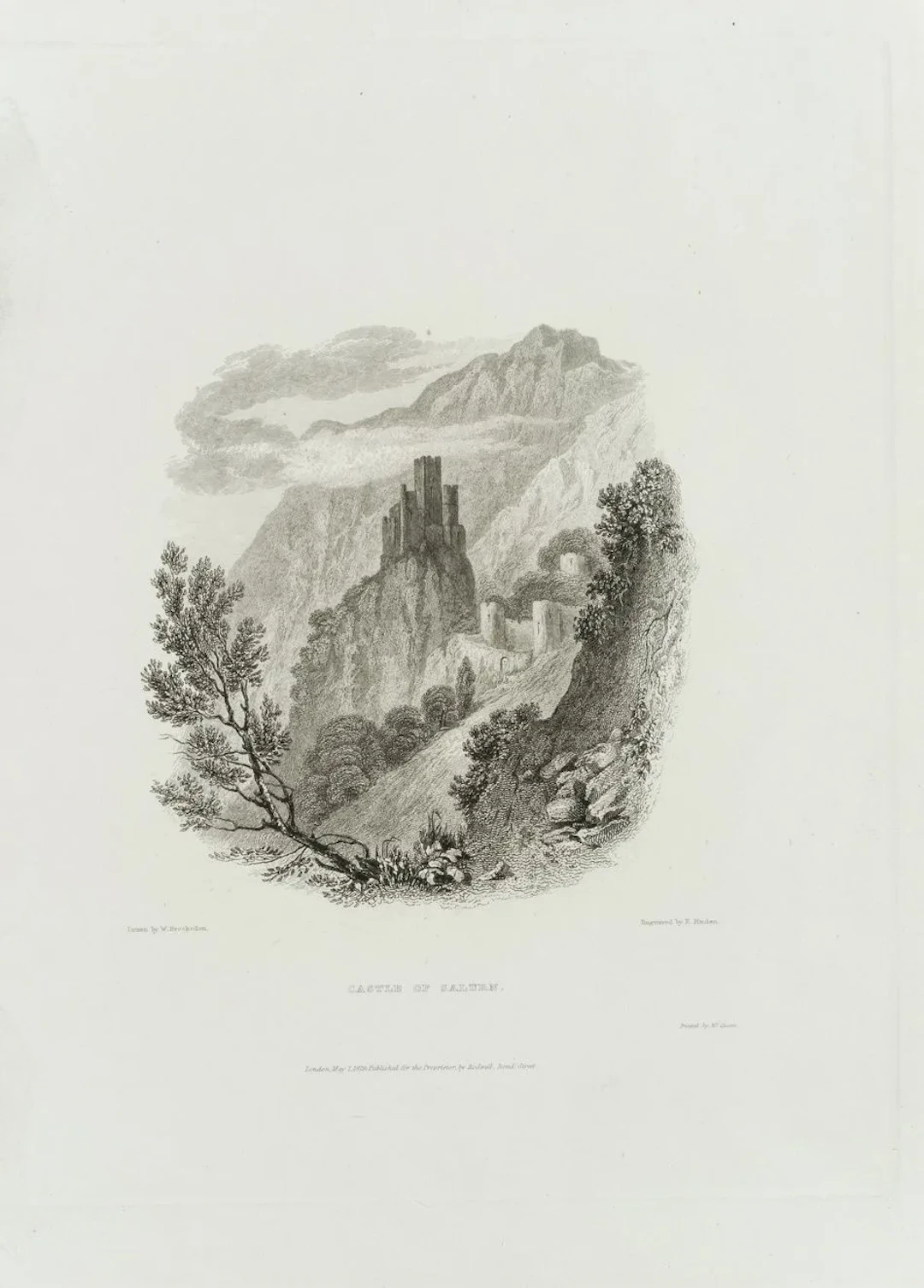E. FINDEN (1791-1857), Salurn Castle, 1829, Copper engraving Edward