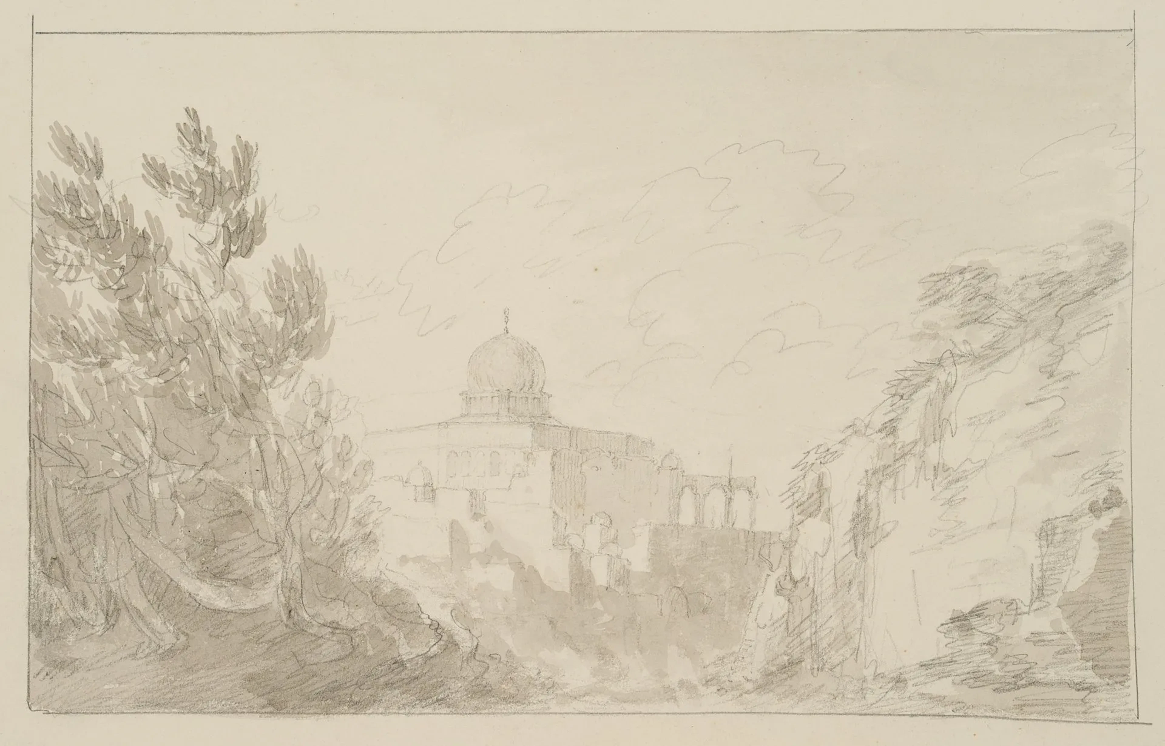 I. DUVIVIER (1758–1832), The Dome of the Rock in Jerusalem, Indian