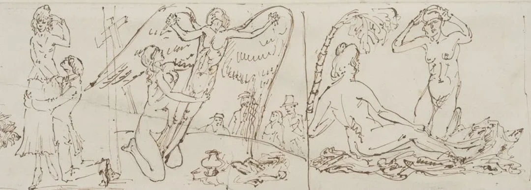 DUPERAUX (19th), Nude and Religious Scene, Indian ink Duperaux (19th