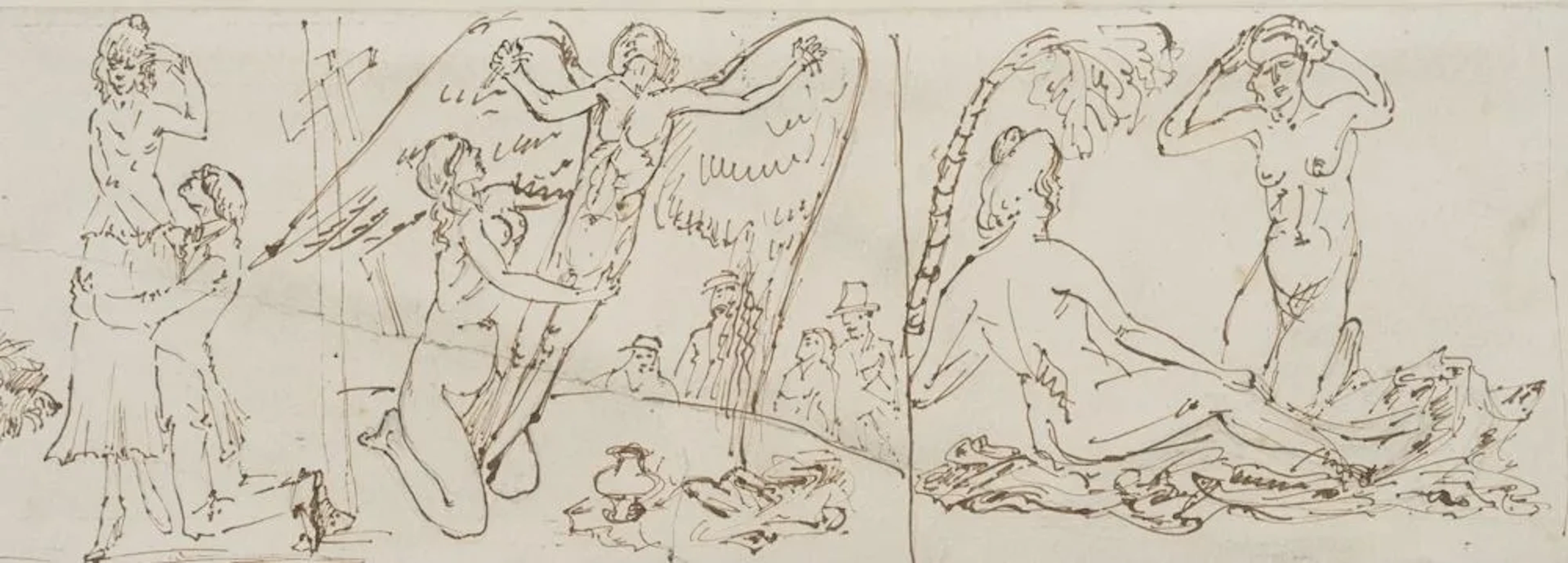 DUPERAUX (19th), Nude and Religious Scene, Indian ink Duperaux (19th