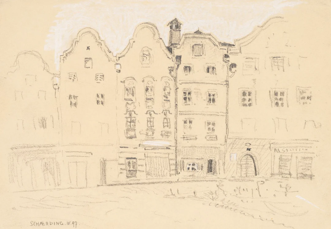 A. KAPFHAMMER (*1867), Silver Line on the Town Square in Schärding