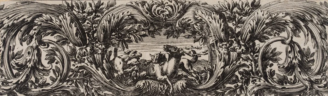 J. LEPAUTRE (1618-1682), Animal frieze, stag and lion, pattern book