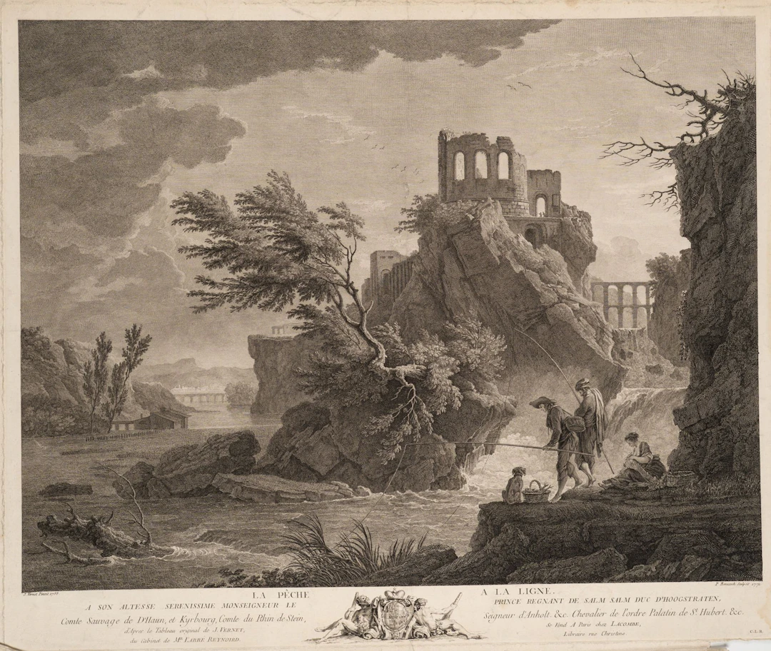 P. BENAZECH (*1730) after VERNET (*1714), River Landscape with Anglers