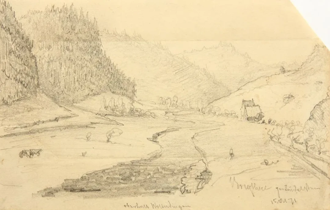 Unknown (19th), Bregtal valley near Zindelstein, 1871, Pencil Unknown