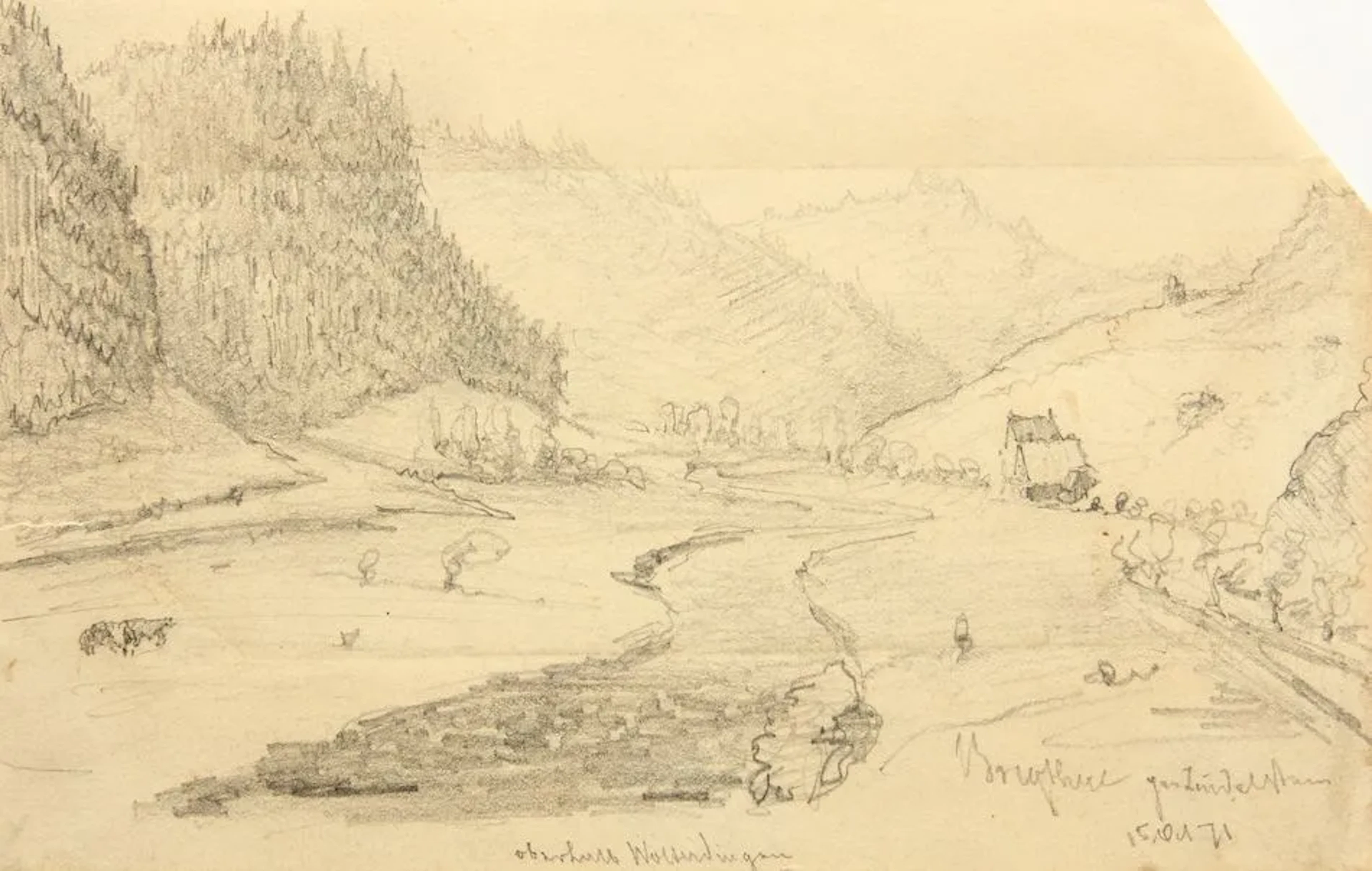 Unknown (19th), Bregtal valley near Zindelstein, 1871, Pencil Unknown