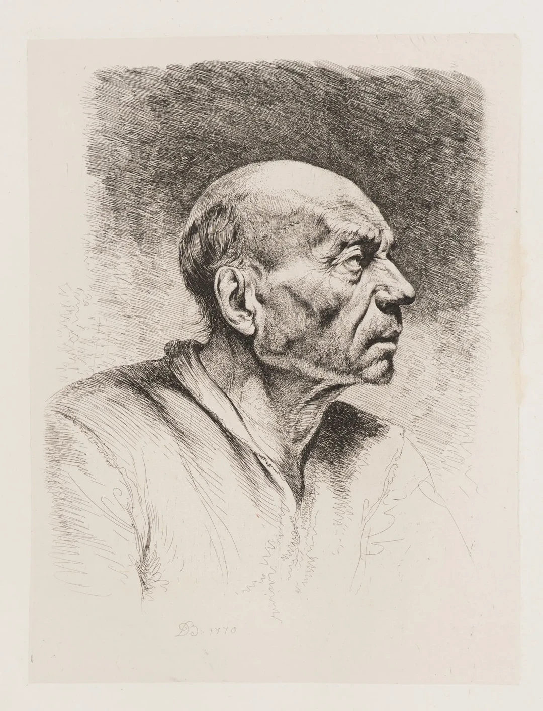 J. BOISSIEU (1736–1810), An Old Man in Profile, 1770, Etching Jean