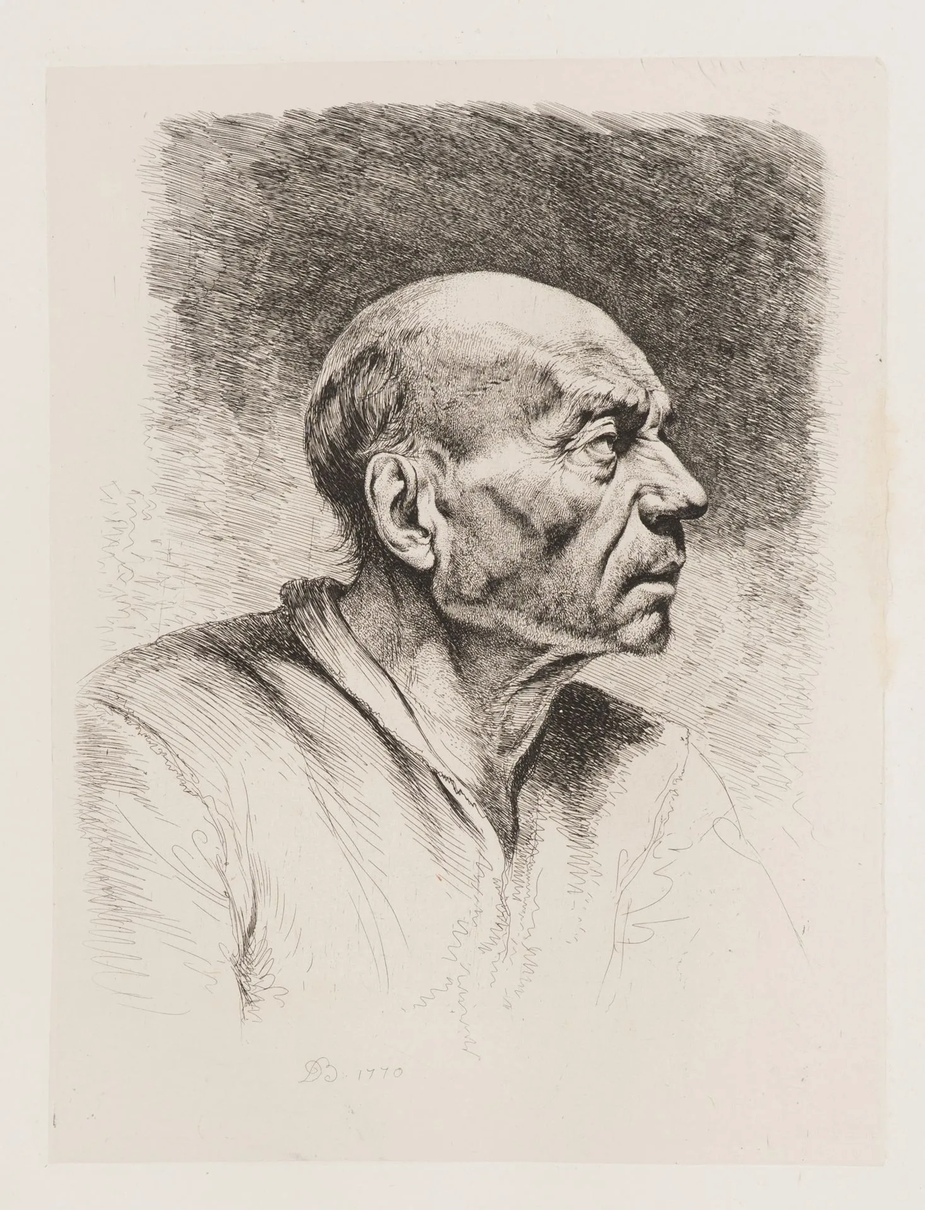 J. BOISSIEU (1736–1810), An Old Man in Profile, 1770, Etching Jean