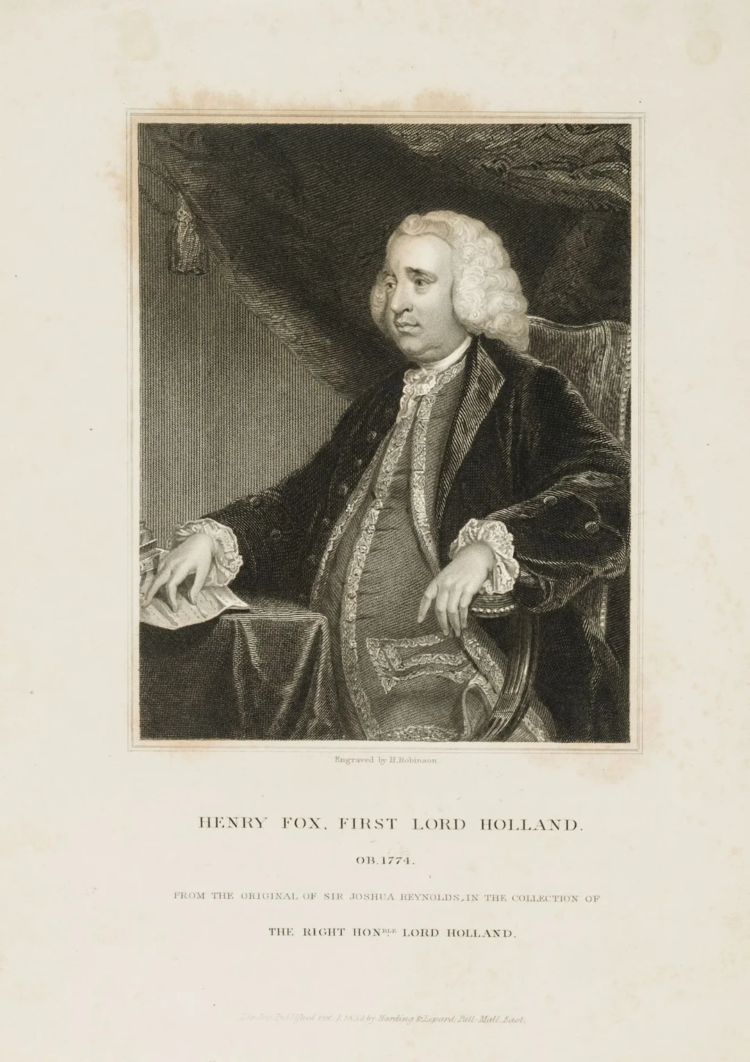 H. ROBINSON (1827–1872), Henry Fox, First Lord Holland, Steel engraving