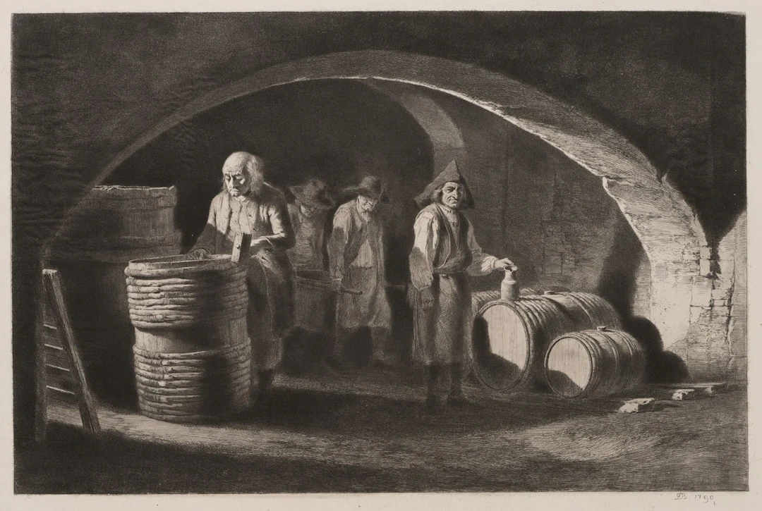 J. BOISSIEU (1736–1810), A Cooper in the Wine Cellar, circa 1823