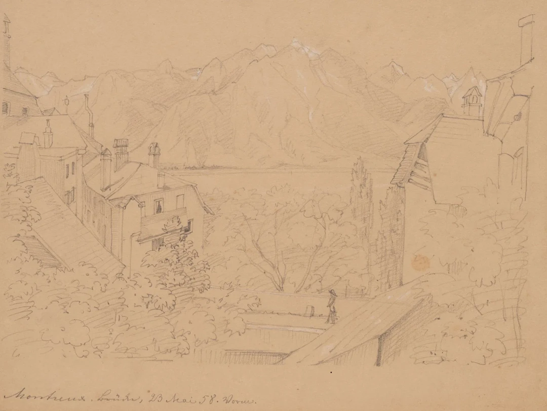 Unknown (19th), Montreux on Lake Geneva, 1858, Pencil Unknown (19th