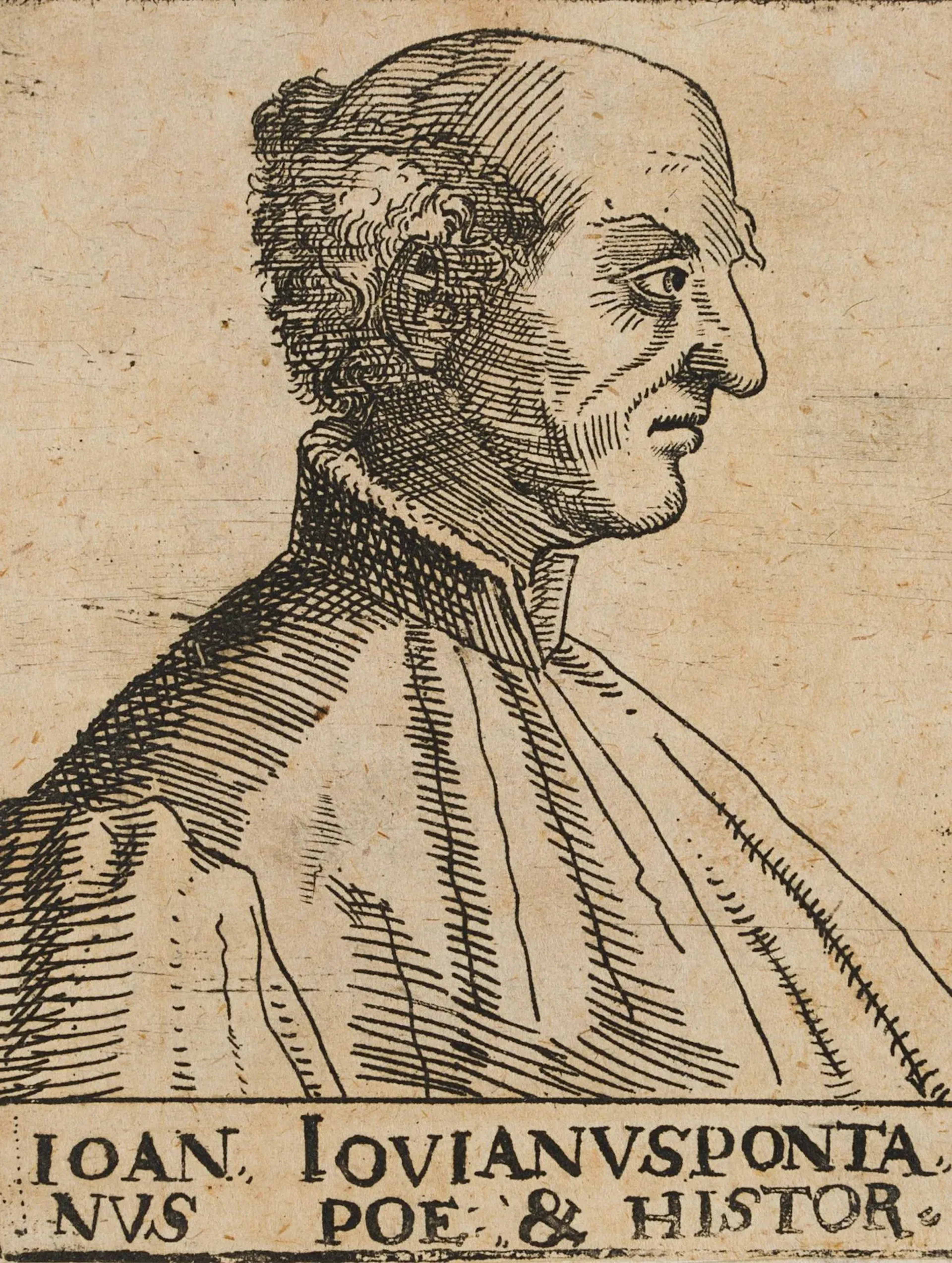 Unknown (17th century), Portrait of Gioviano Pontano, Etching Unknown