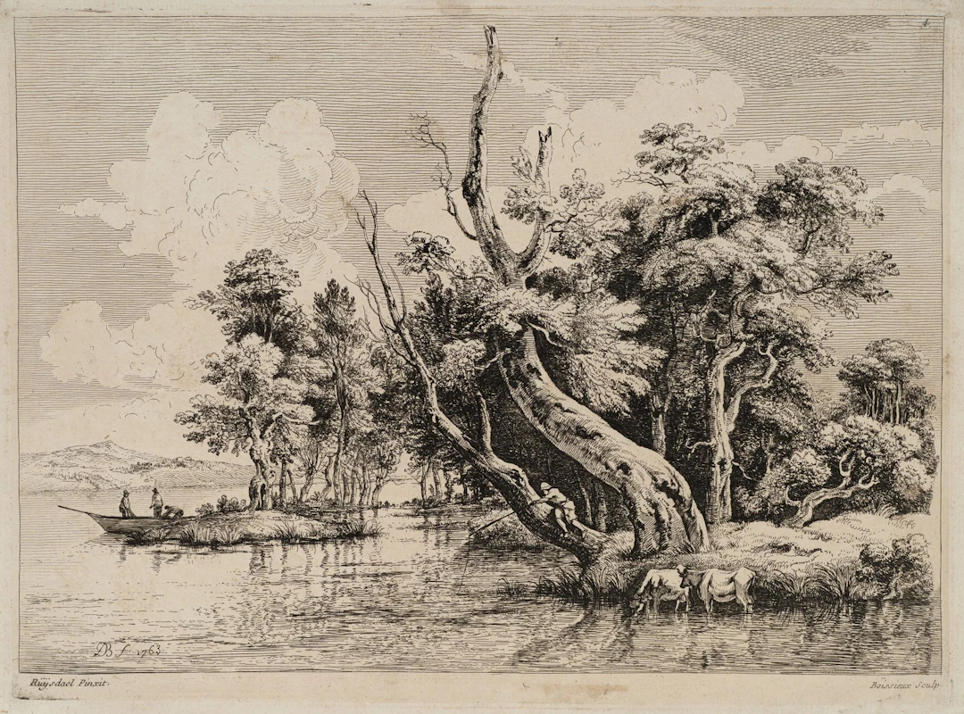 J. BOISSIEU (*1736) after RUYSDAEL (*1628), River Landscape with a