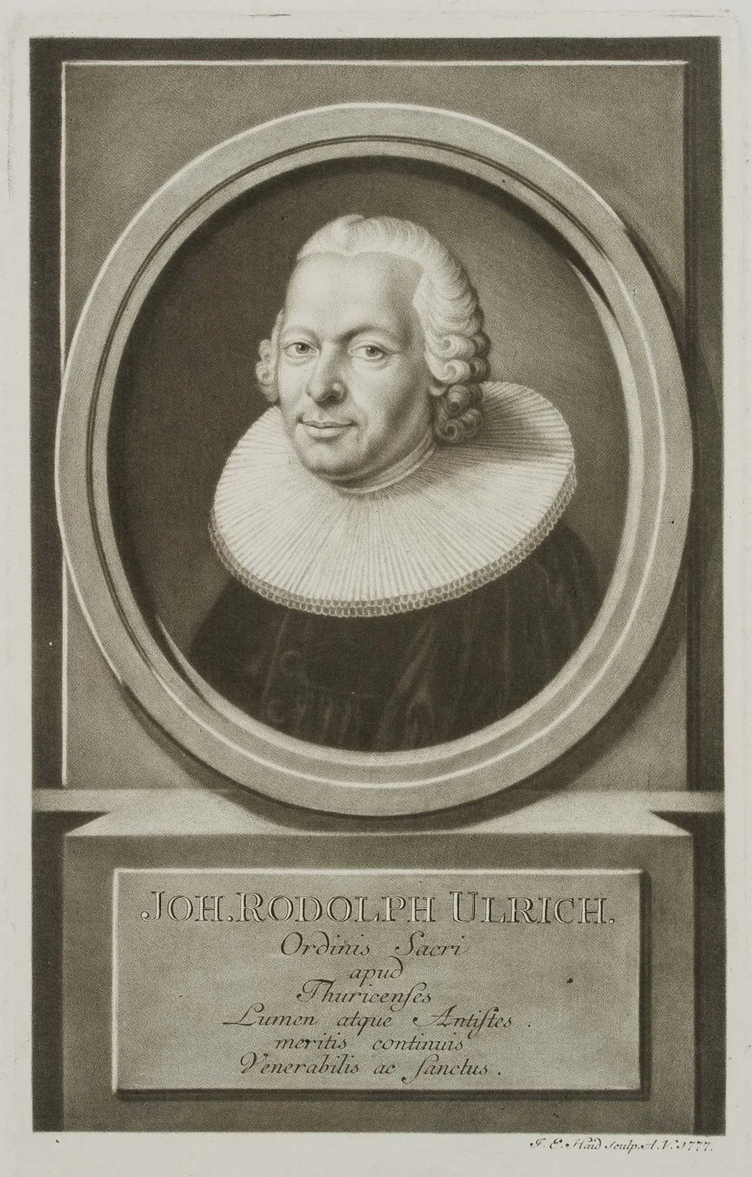 J. HAID (1737–1809), Johann Rudolf Ulrich, 1777, mezzotint Johann